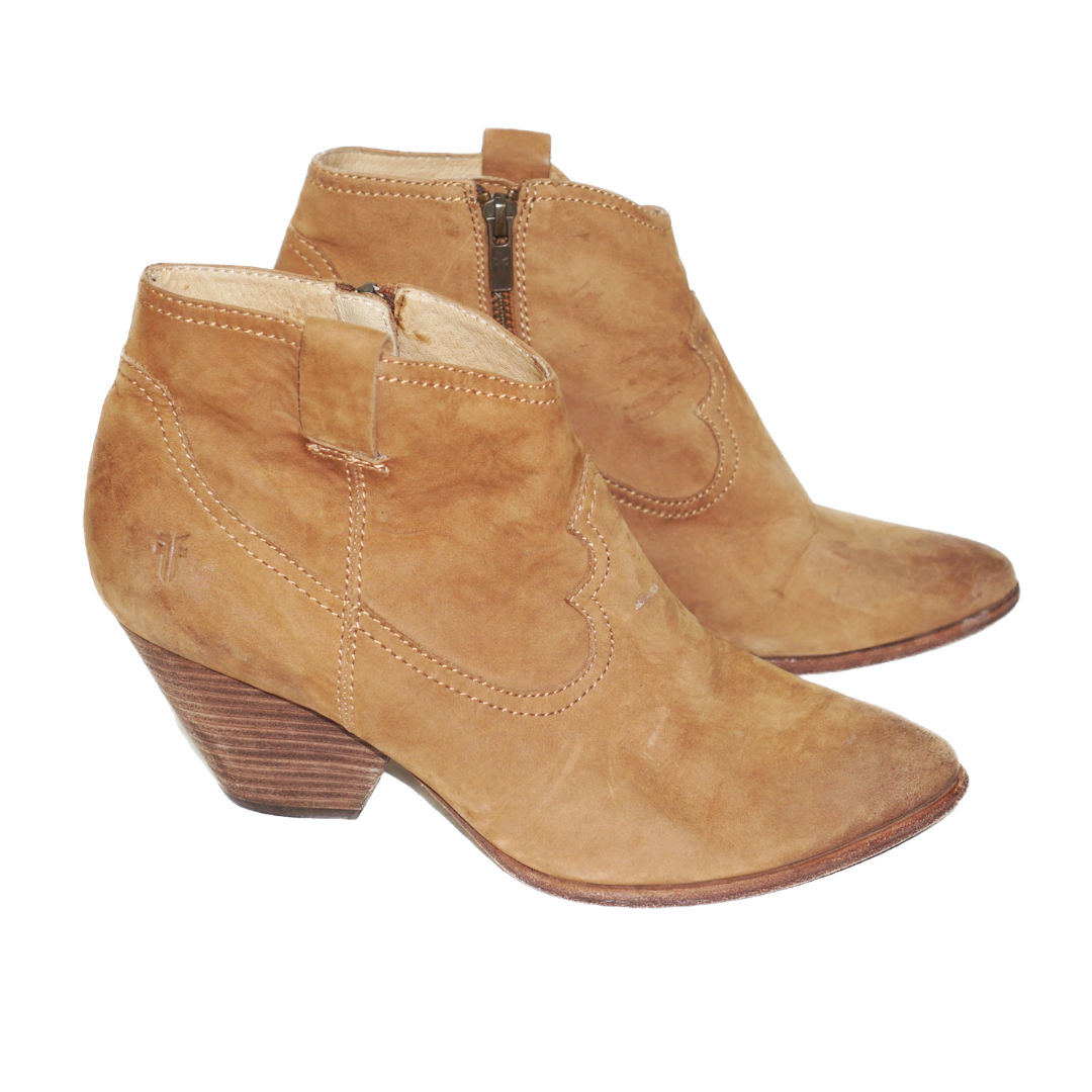 FRYE Brown Reina Western Ankle Boots