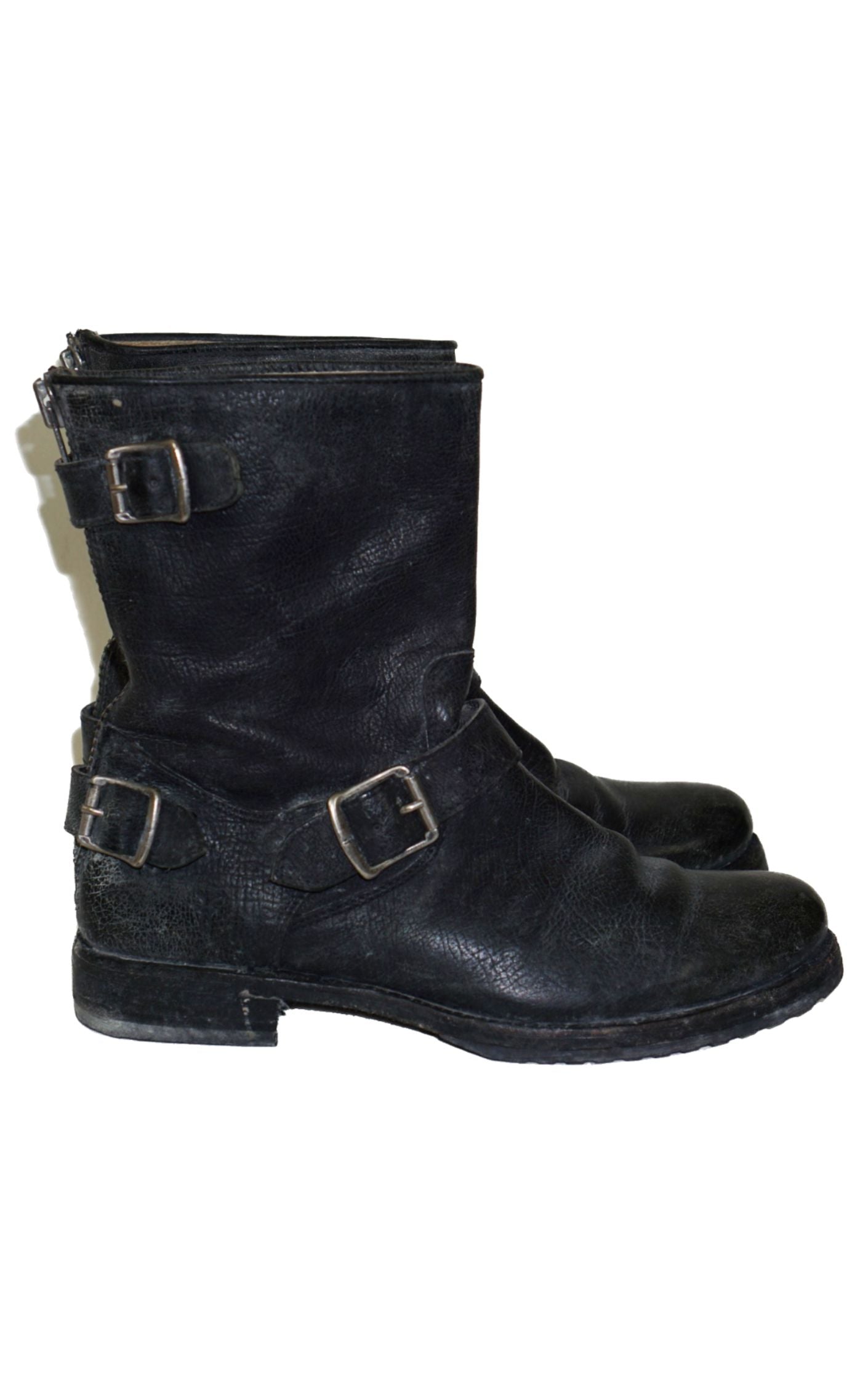 FRYE Veronica Short Black Buckle Zip Up Moto Boots resellum