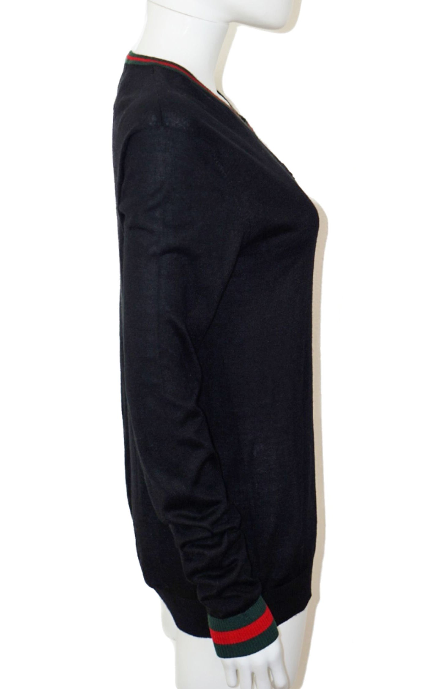 GUCCI Knight Logo V-Neck Cashmere Pullover resellum