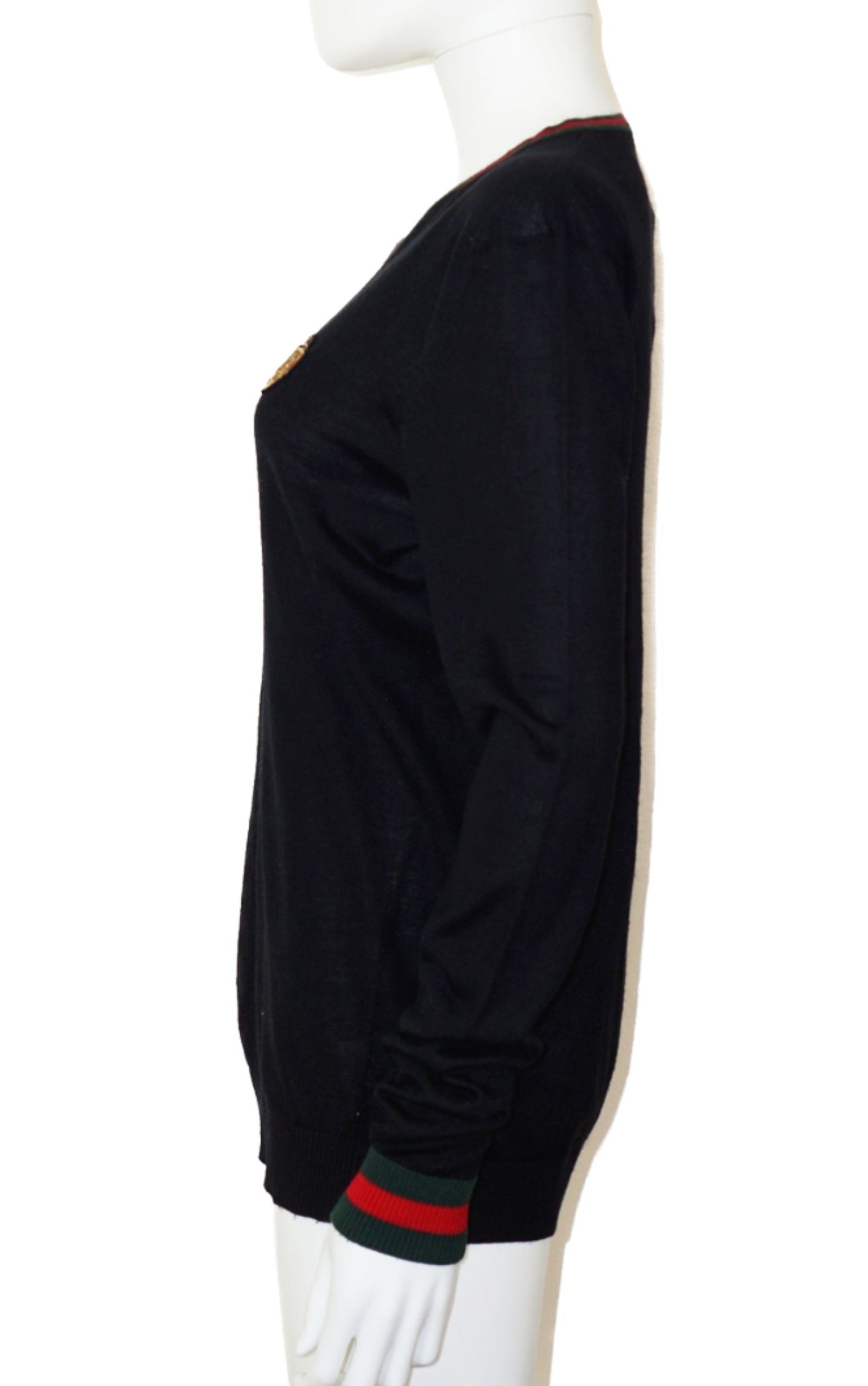 GUCCI Knight Logo V-Neck Cashmere Pullover resellum