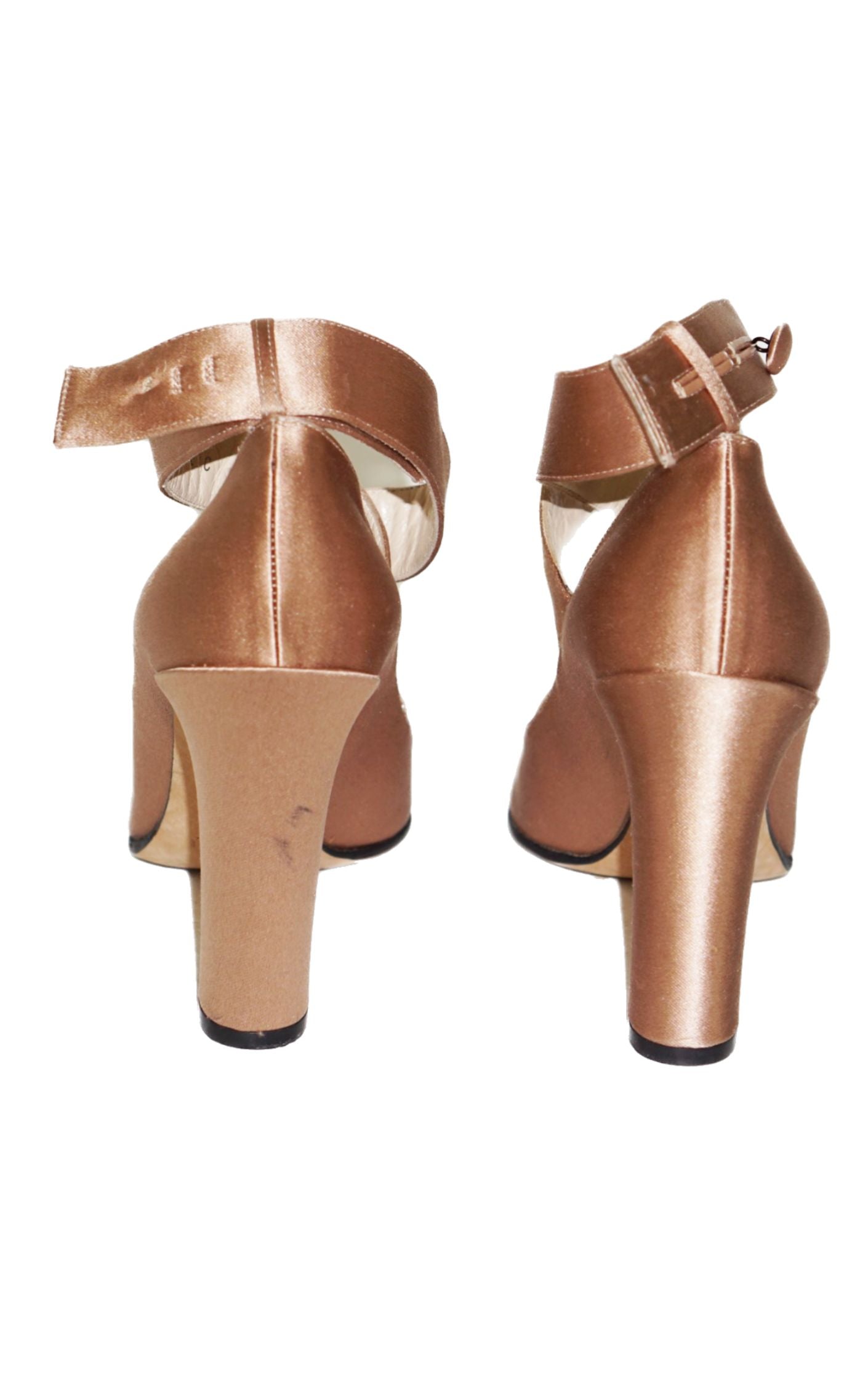 GUCCI Satin Powder Pink Ballerina Strappy Heeled Pumps resellum