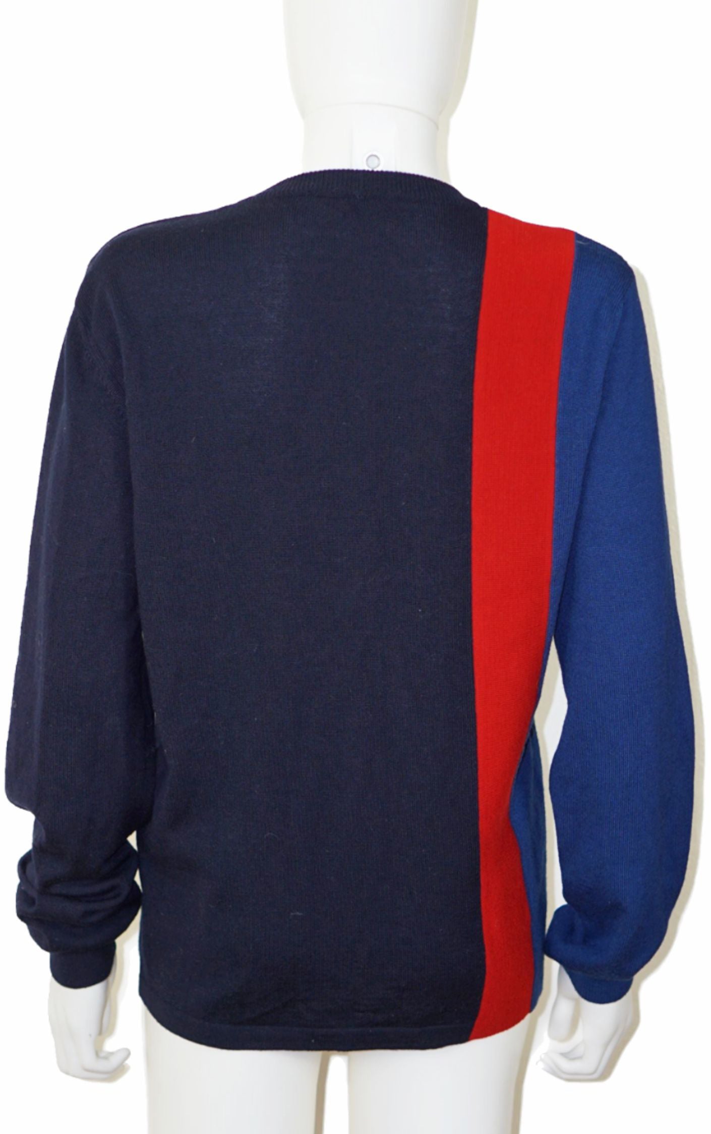 GUCCI Striped Navy Wool Buttoned Cardigan resellum