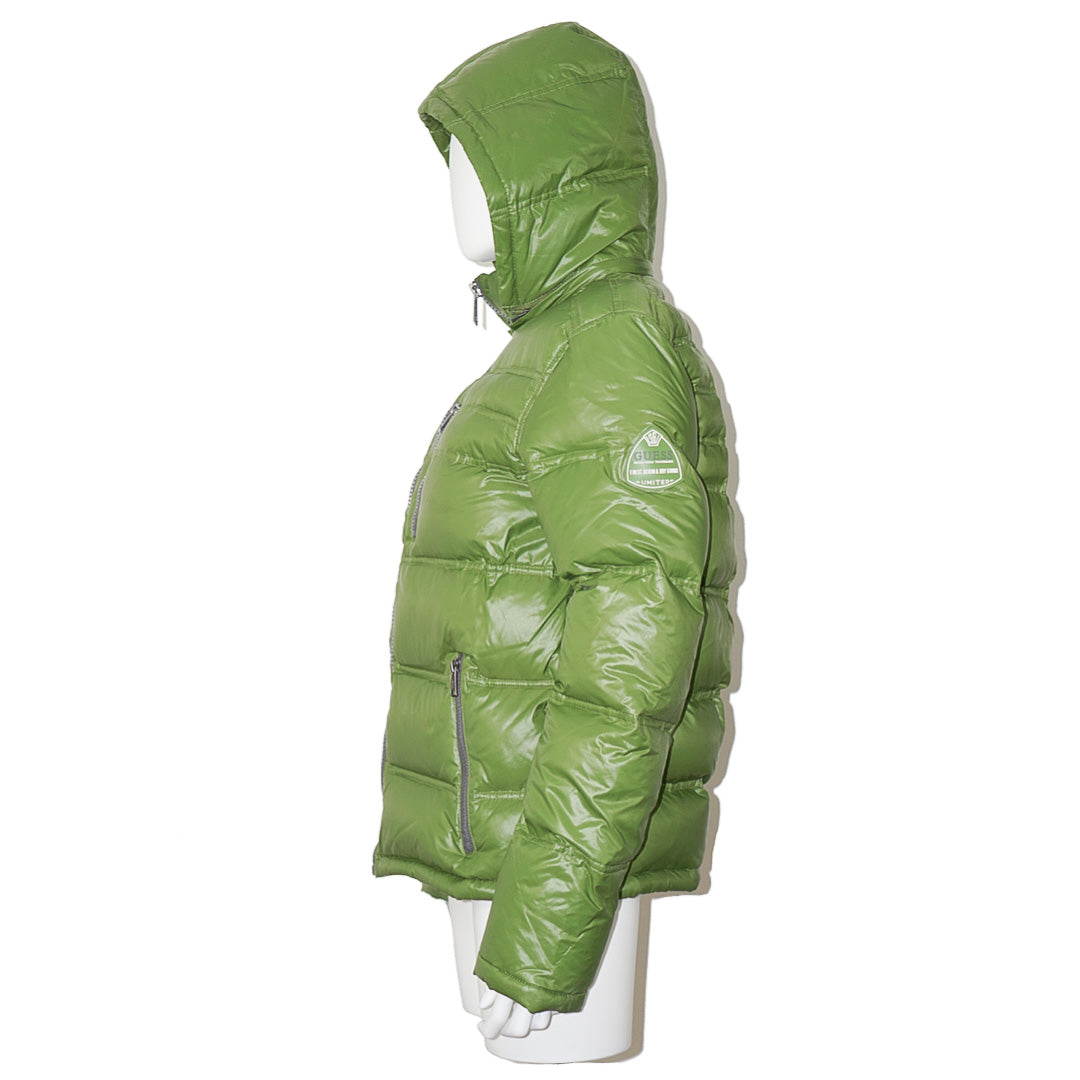 GUESS Green Hooded Padded Puffer Jacket by Click On Trend