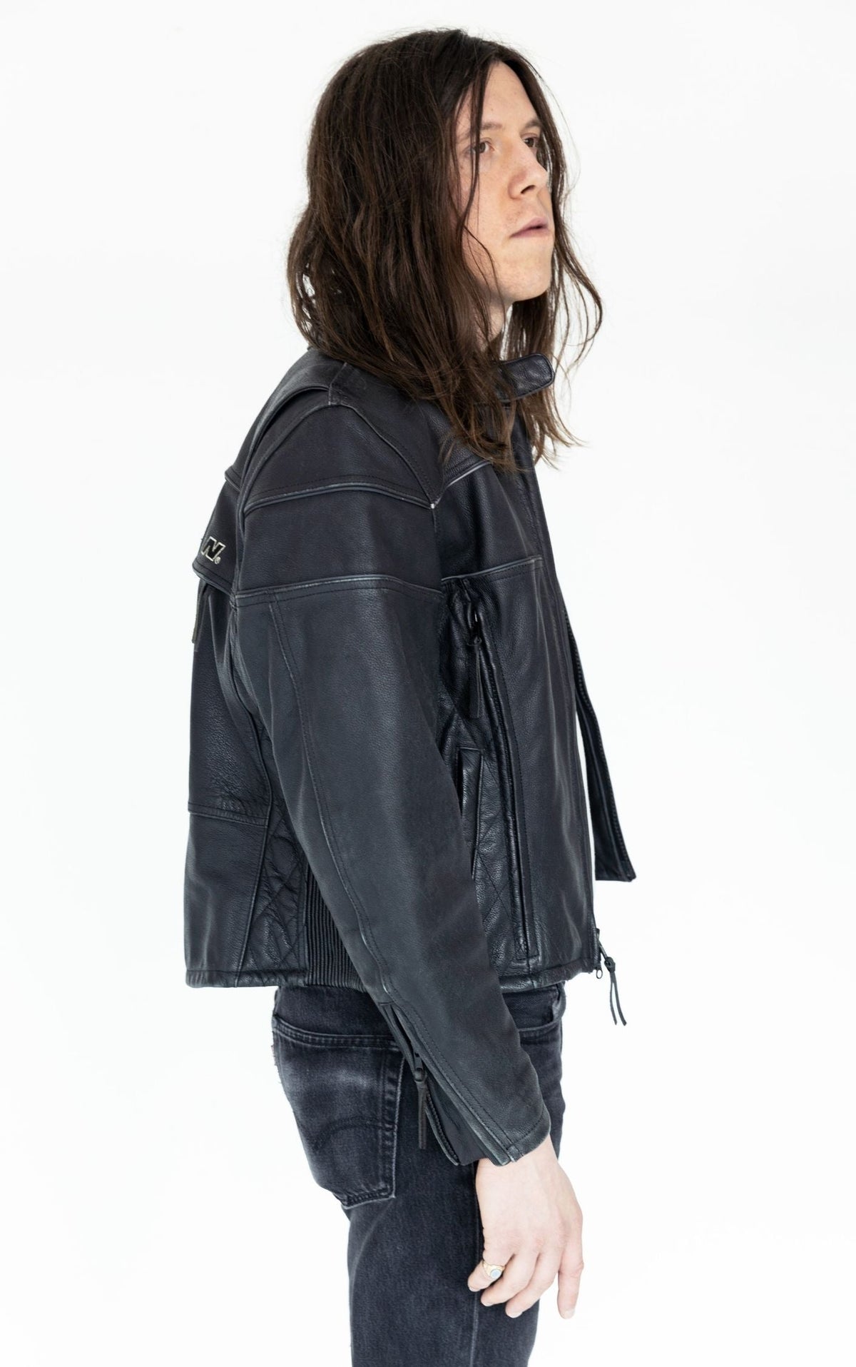 HARLEY DAVIDSON Logo Black Leather Moto Jacket