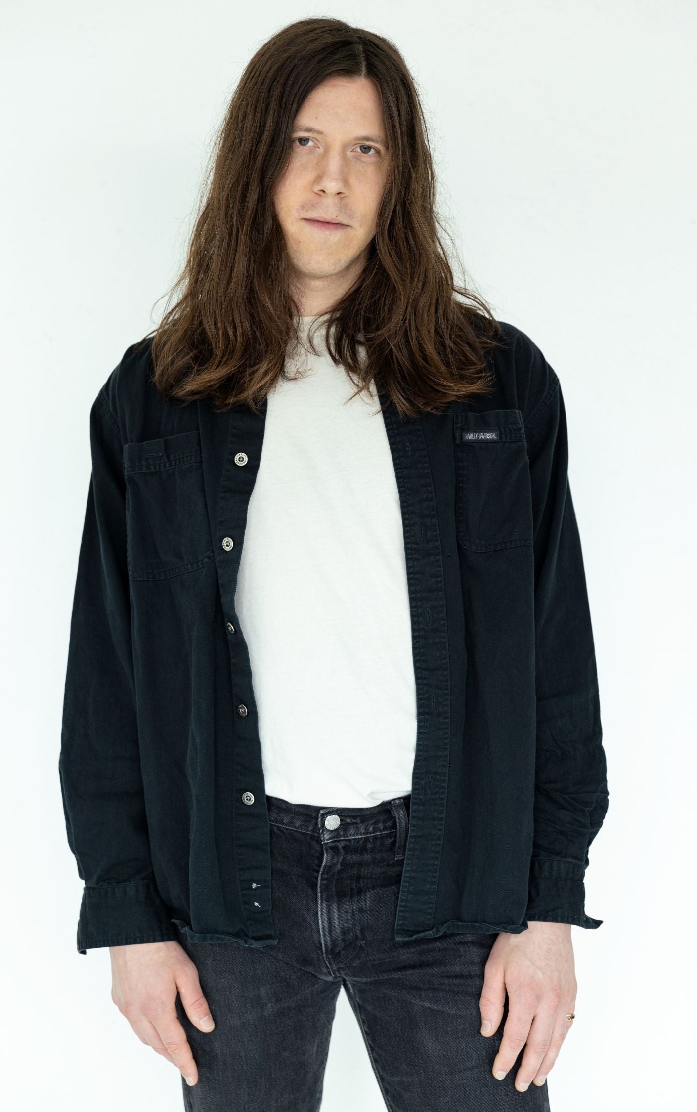 HARLEY DAVIDSON Logo Eagle Patch Button Up Shirt