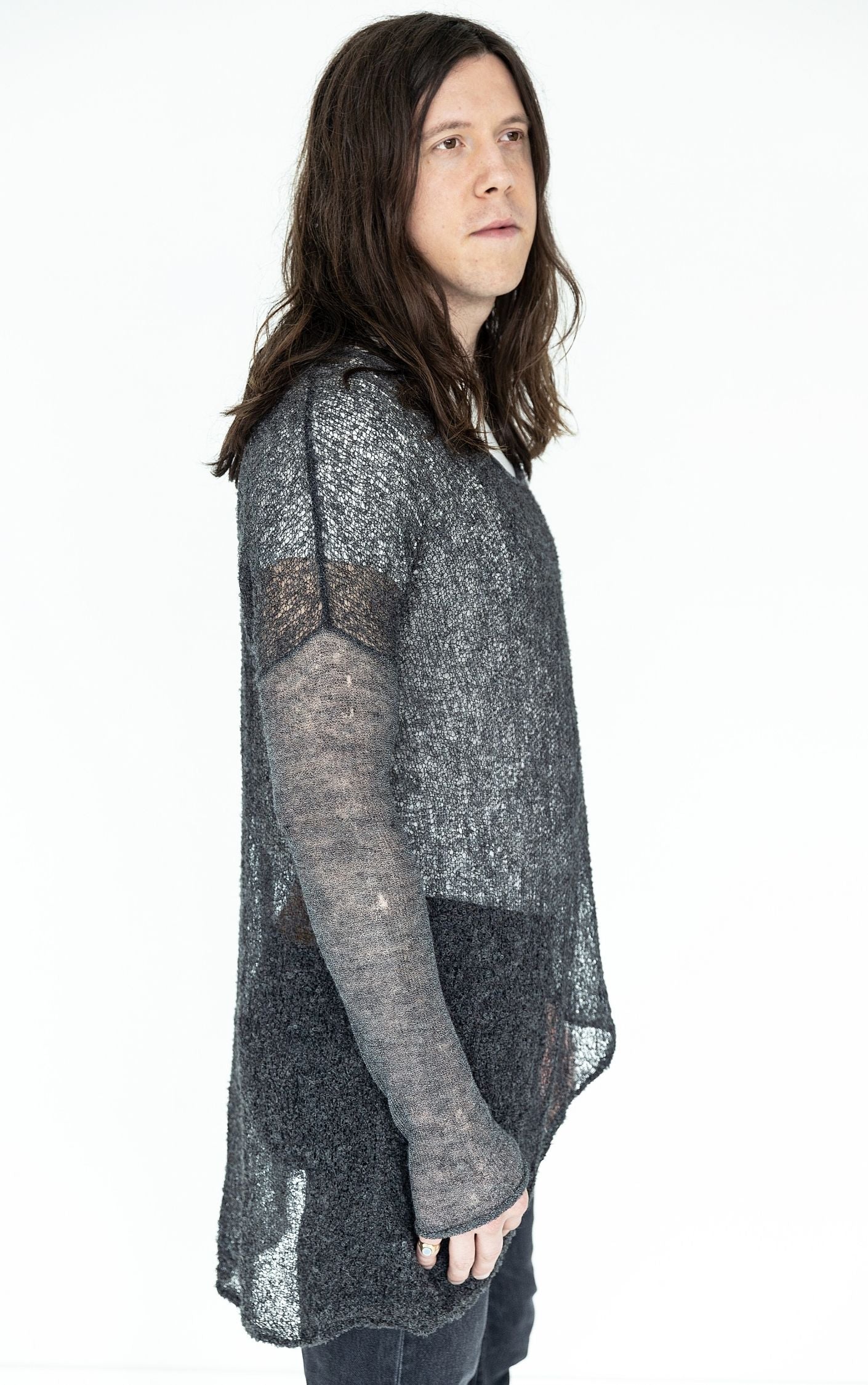 HELMUT LANG Distressed Alpaca Scoop Neck Sweater RESELLUM