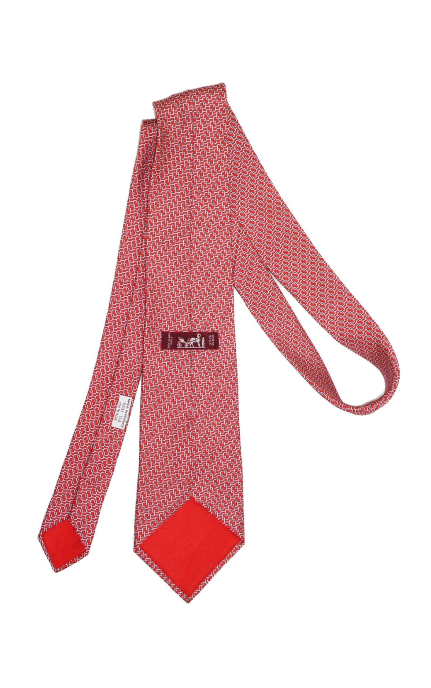 HERMES Vintage Monogram Chain Silk Tie resellum