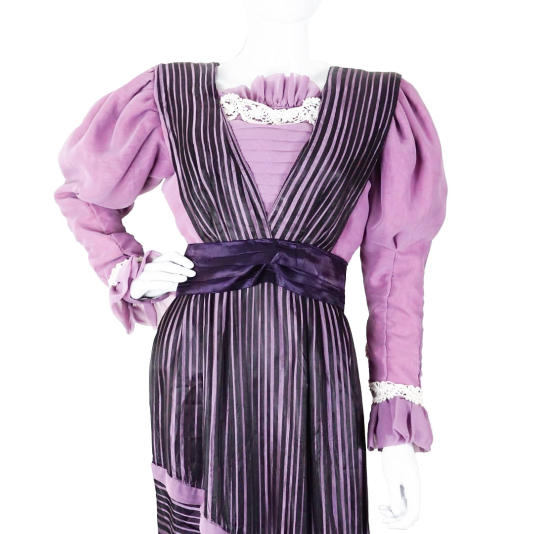 VINTAGE Purple Striped Victorian Dress by Click On Trend