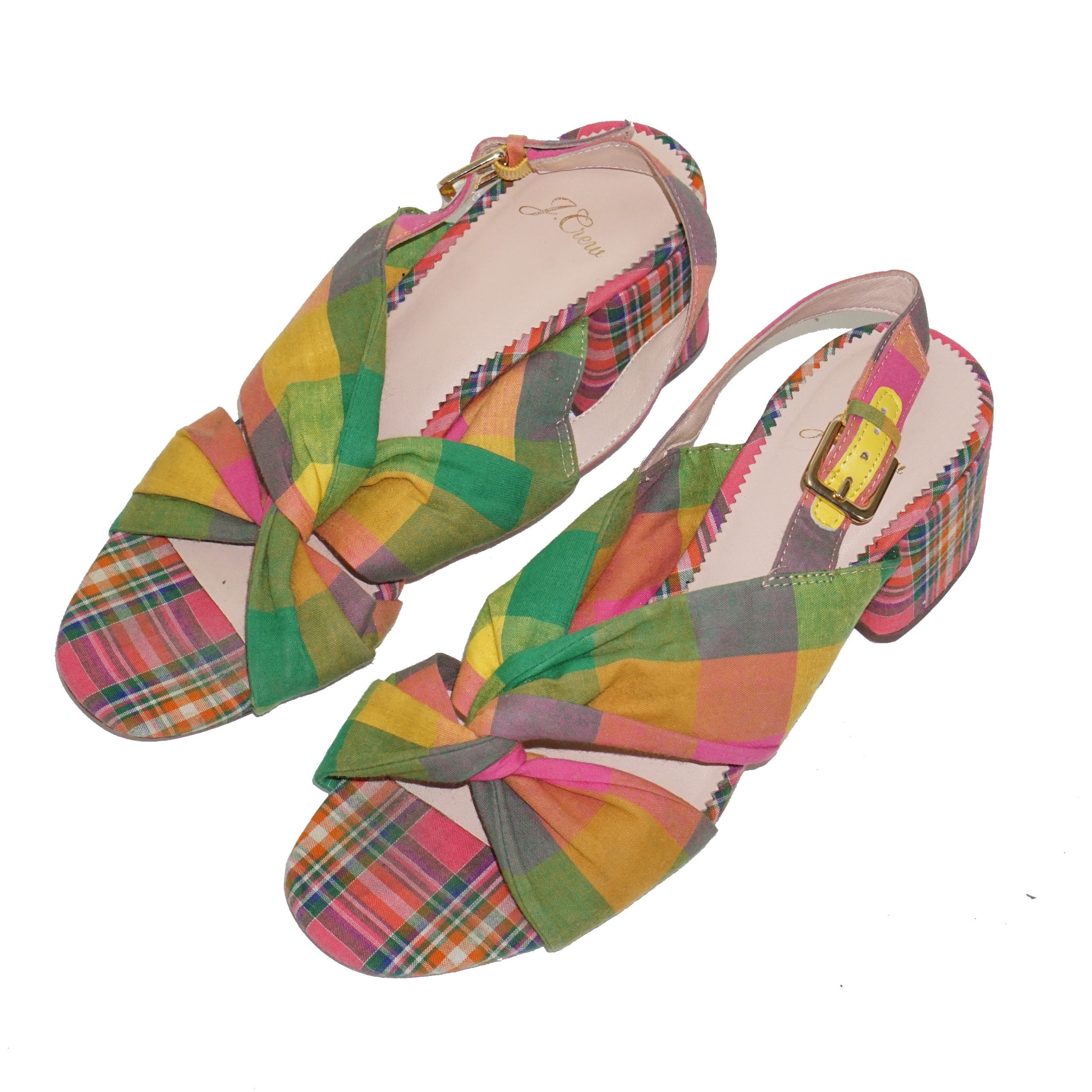 J.CREW Penny Block Plaid Fabric Sandals by Click On Trend