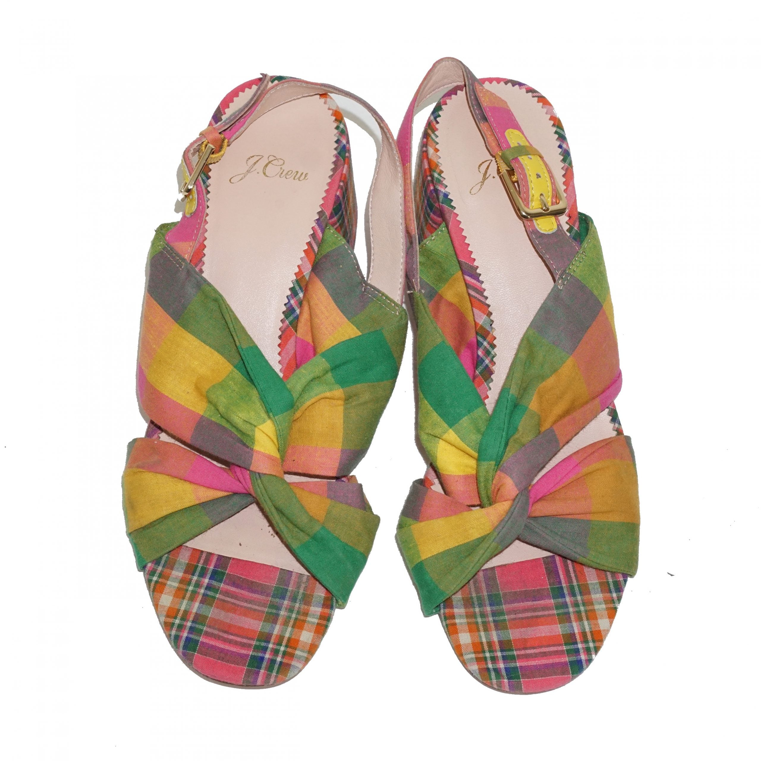 J.CREW Penny Block Plaid Fabric Sandals by Click On Trend