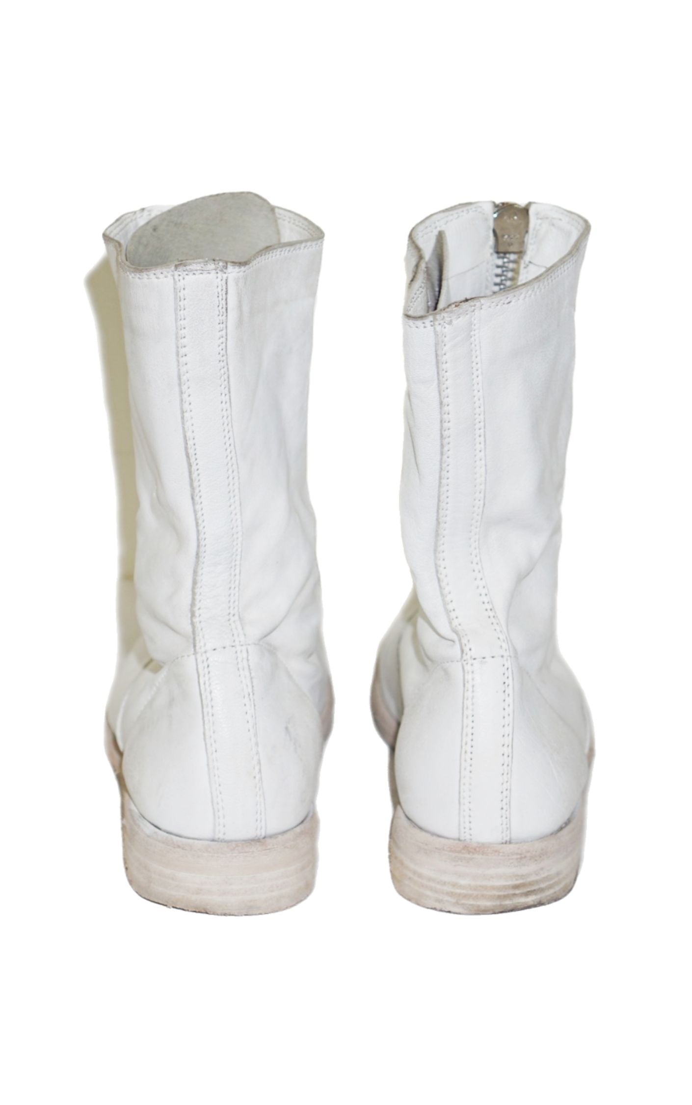 JEFFREY CAMPBELL White Leather Front Zip Guidi Style Boots resellum