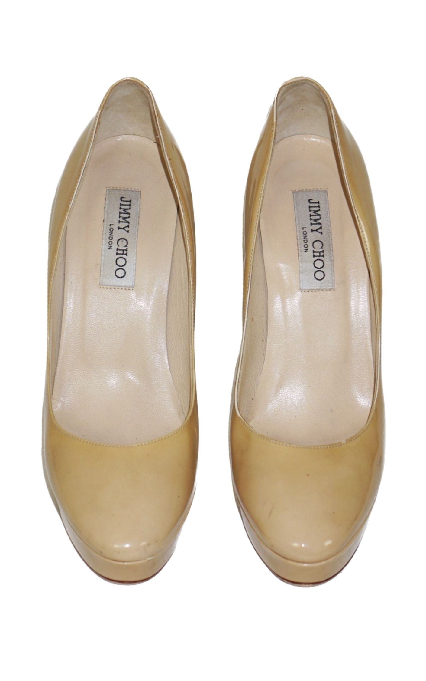 JIMMY CHOO Nude Patent Leather Heeled Pumps RESELLUM