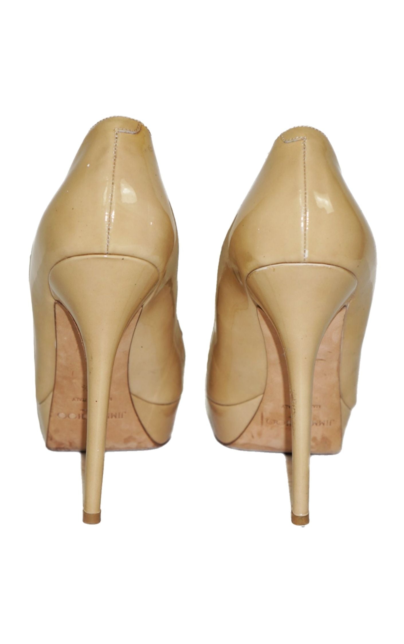 JIMMY CHOO Nude Patent Leather Heeled Pumps RESELLUM