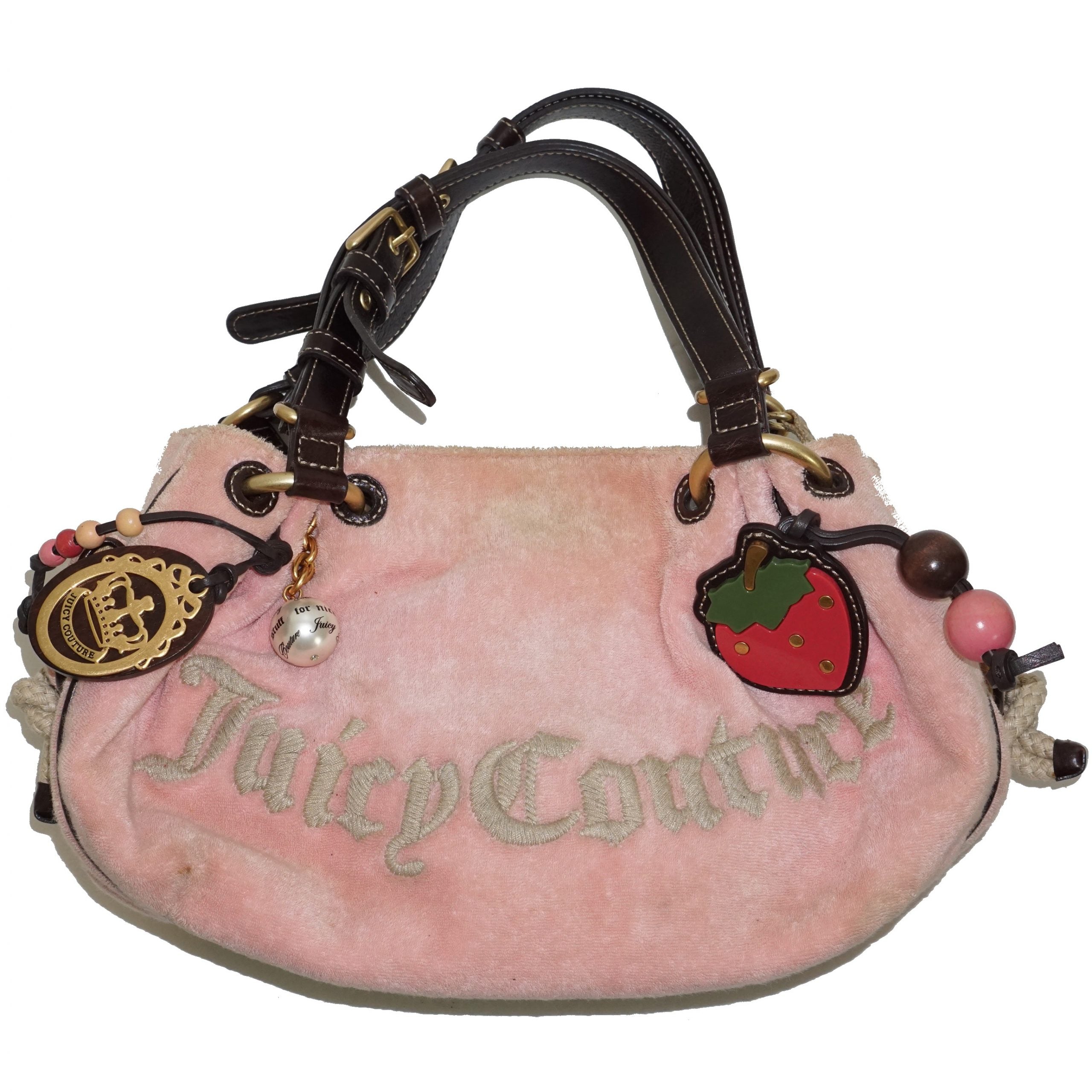 JUICY COUTURE Y2K Pink Velour Purse Bag by Click On Trend