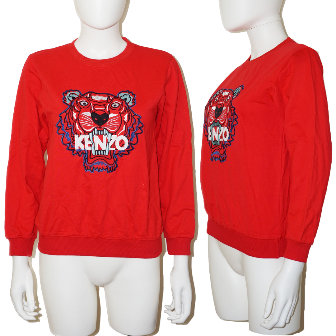 KENZO Tiger Embroidered Logo Red Sweatshirt