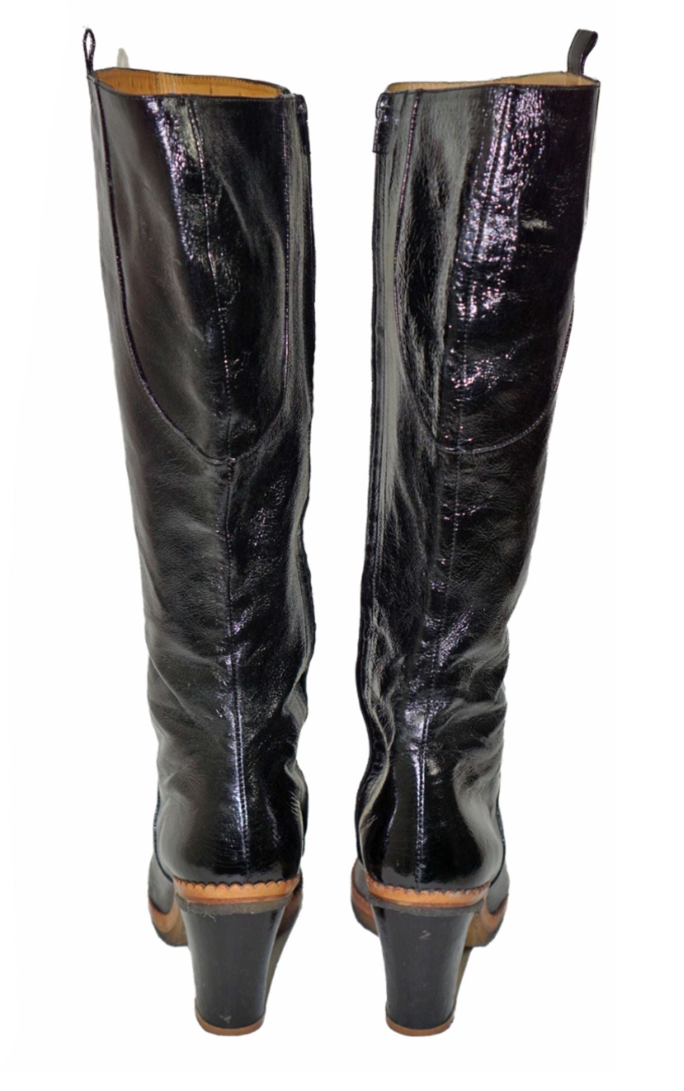 KENZO Patent Leather Black Knee Length Boots RESELLUM