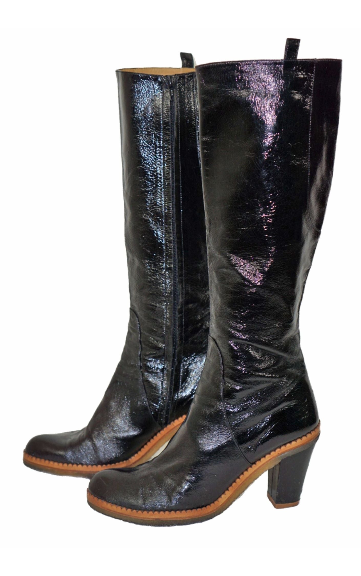 KENZO Patent Leather Black Knee Length Boots RESELLUM