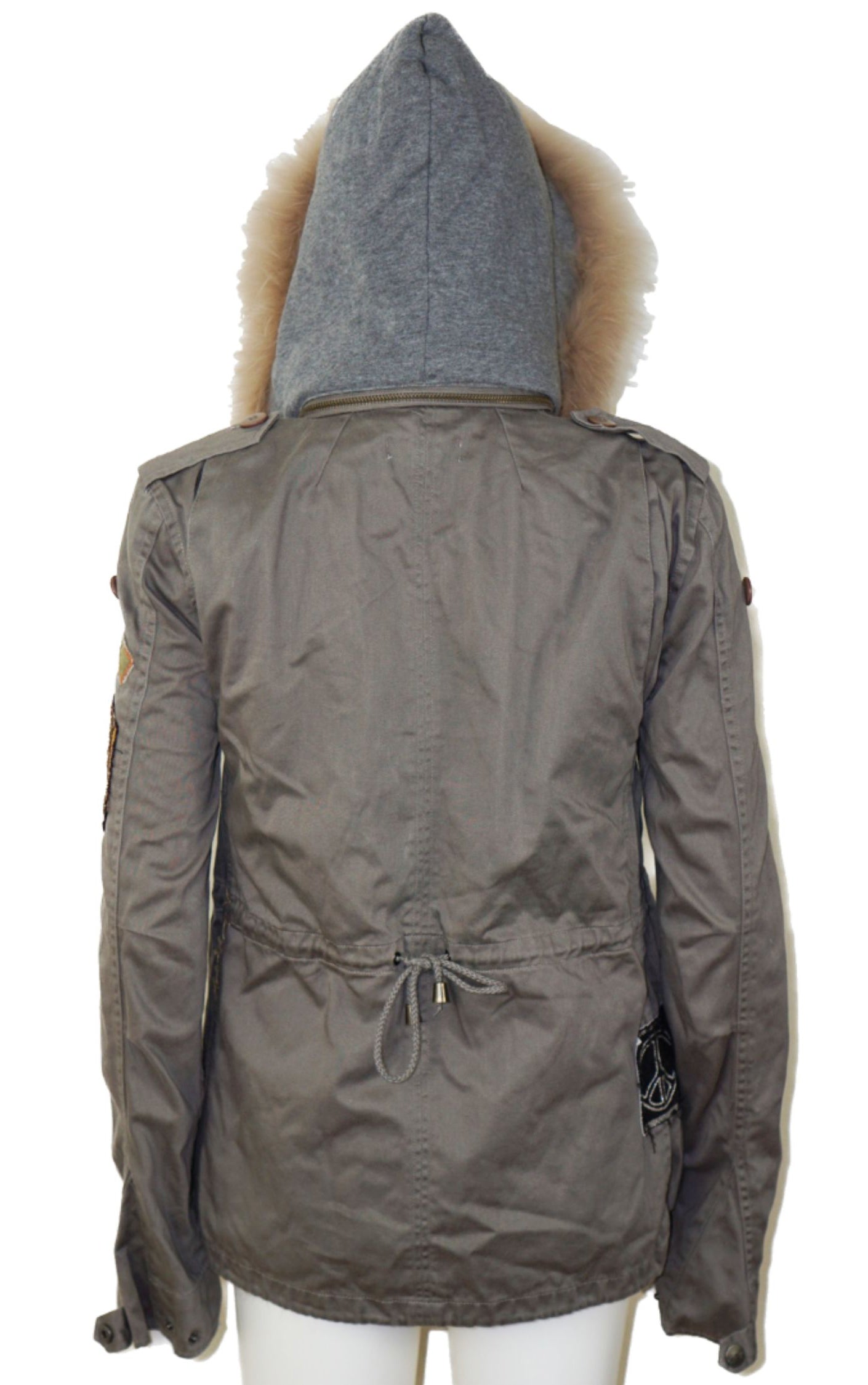 LA ROK Rabbit Fur Gray Hooded Parka Coat resellum
