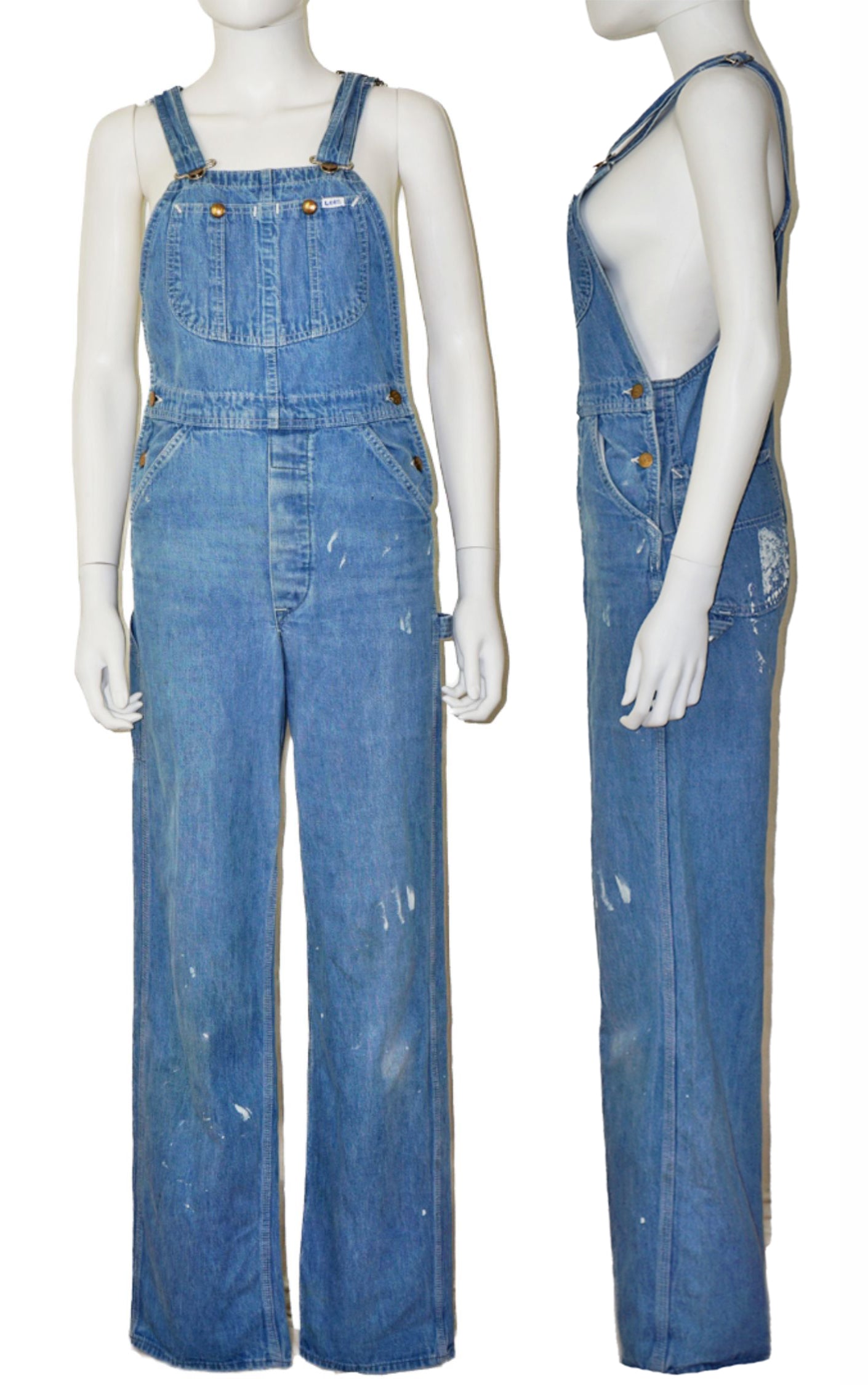 LEE Vintage 80s Double Knee Blue Denim Overalls resellum