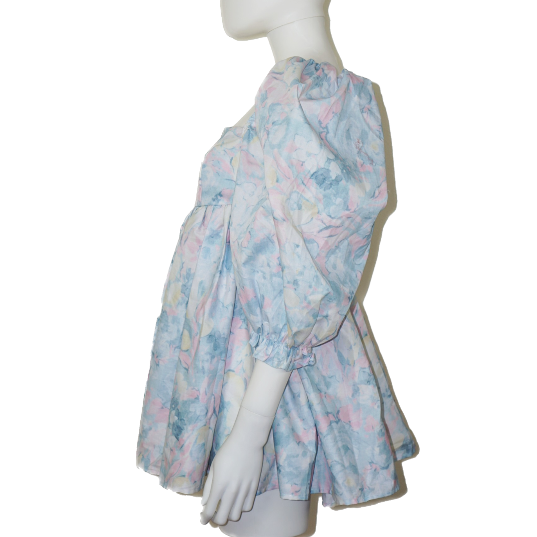 LINJIA SHOP Selkie Puff Sleeve Floral Mini Dress