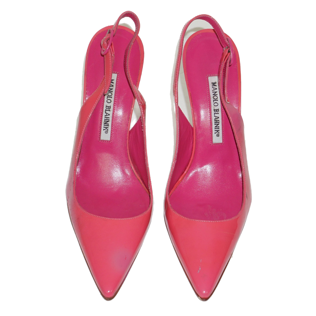 MANOLO BLAHNIK Pink Leather Slingback Heels (2)