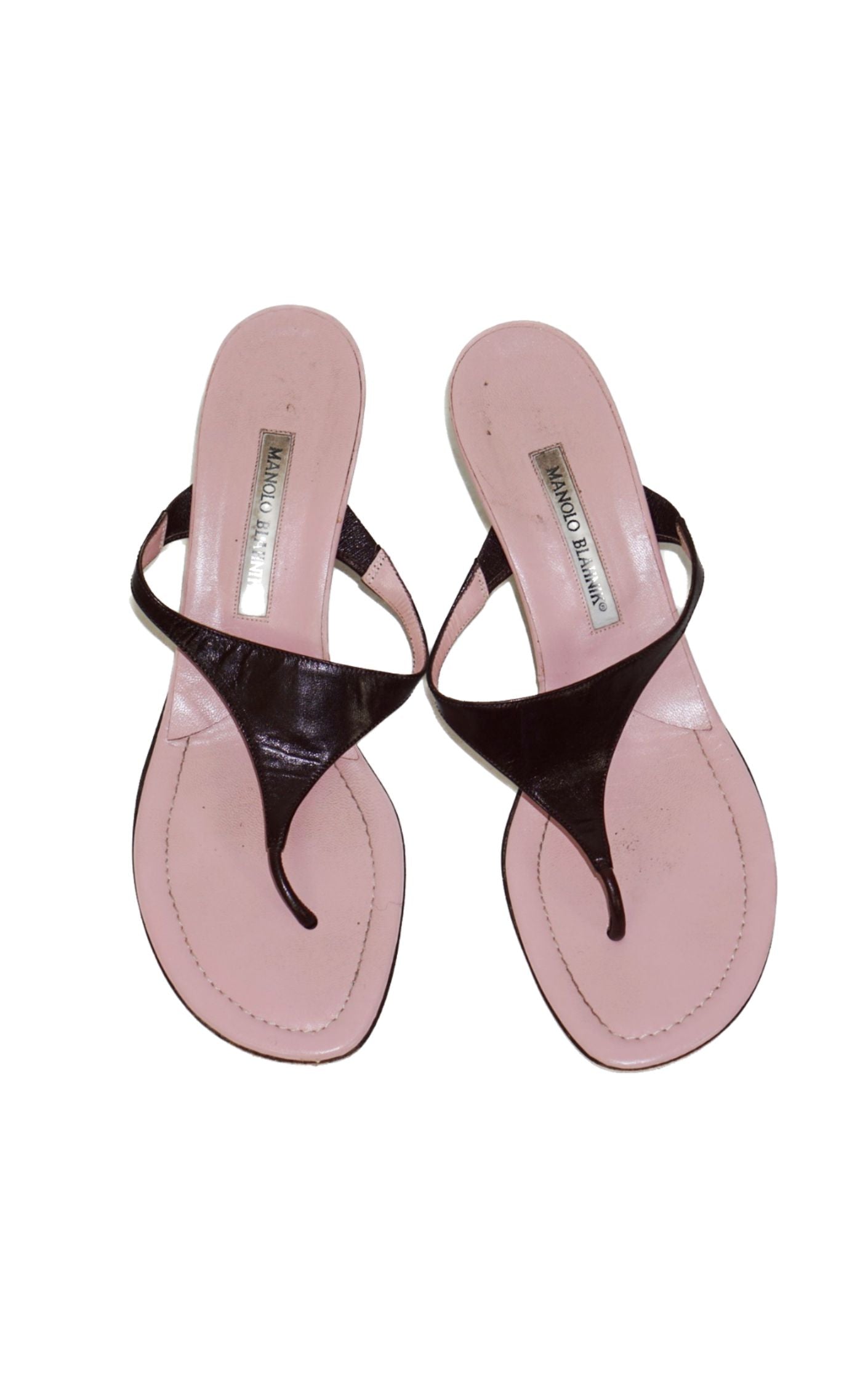 MANOLO BLAHNIK Thong Kitten Heels Sandals resellum