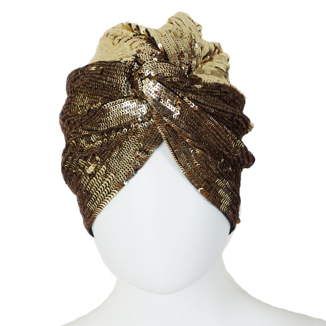 MARY JANE CLAVEROL Gold Sequin Turban