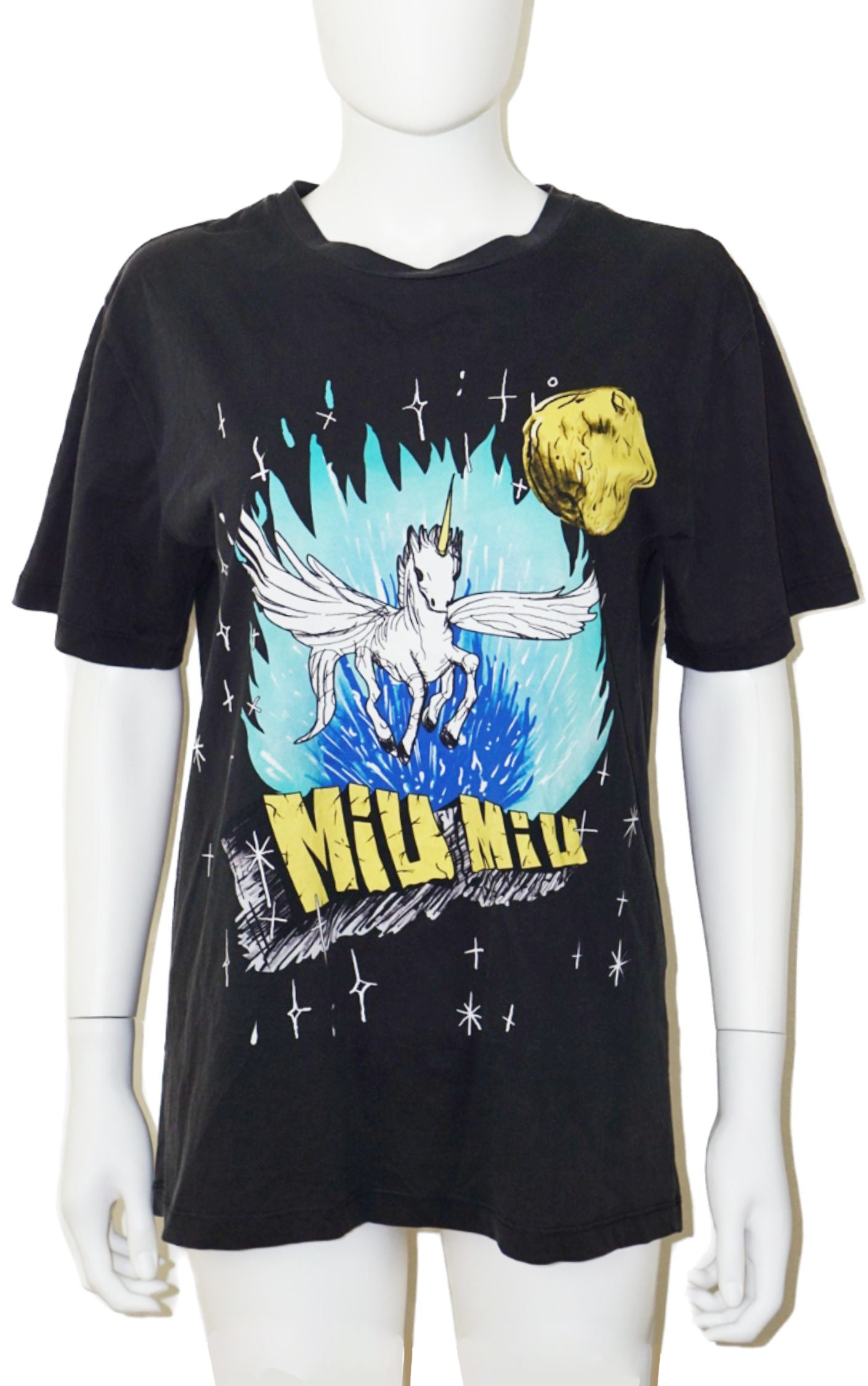 MIU MIU Fantasy Unicorn Logo Graphic T-Shirt