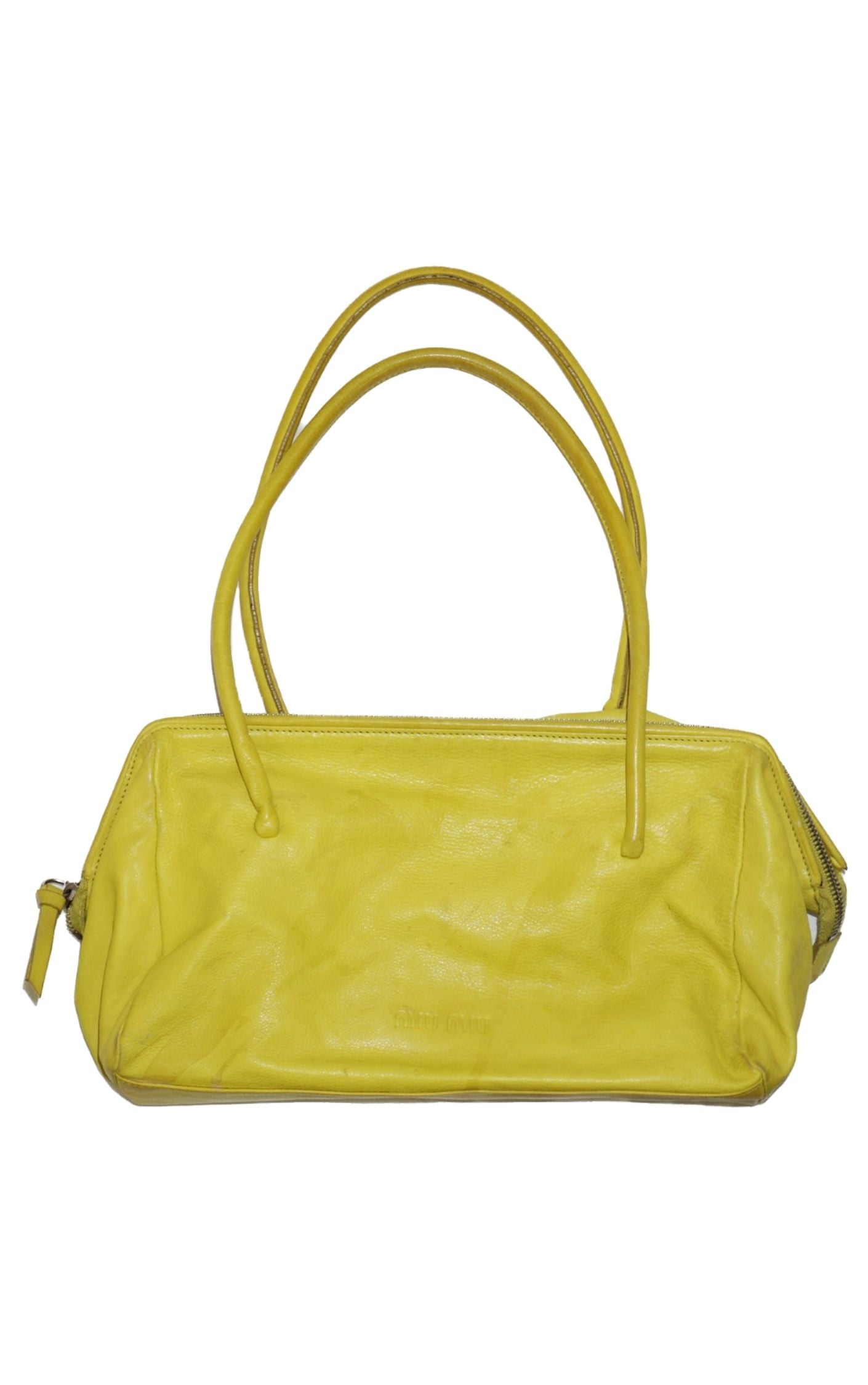 MIU MIU Neon Green Leather Baguette Bag RESELLUM