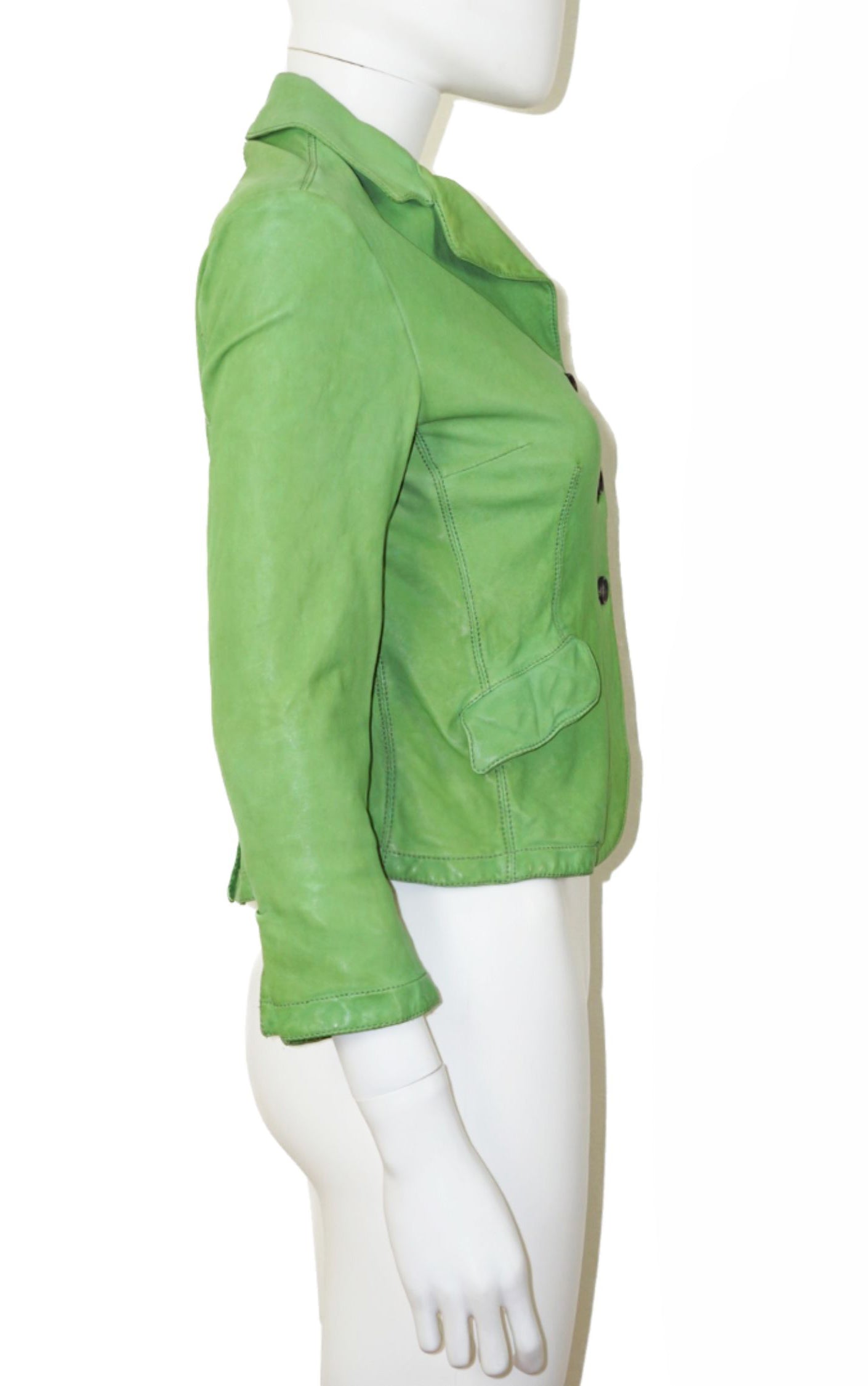 MIU MIU Green Leather Buttoned Jacket resellum