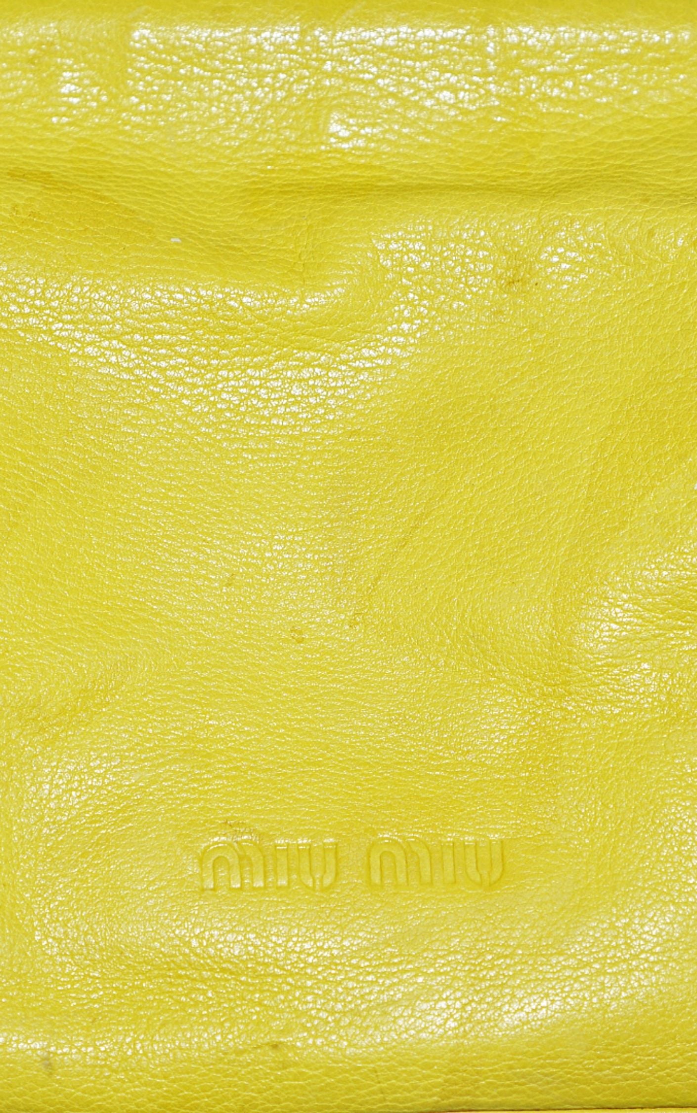 MIU MIU Neon Green Leather Baguette Bag RESELLUM