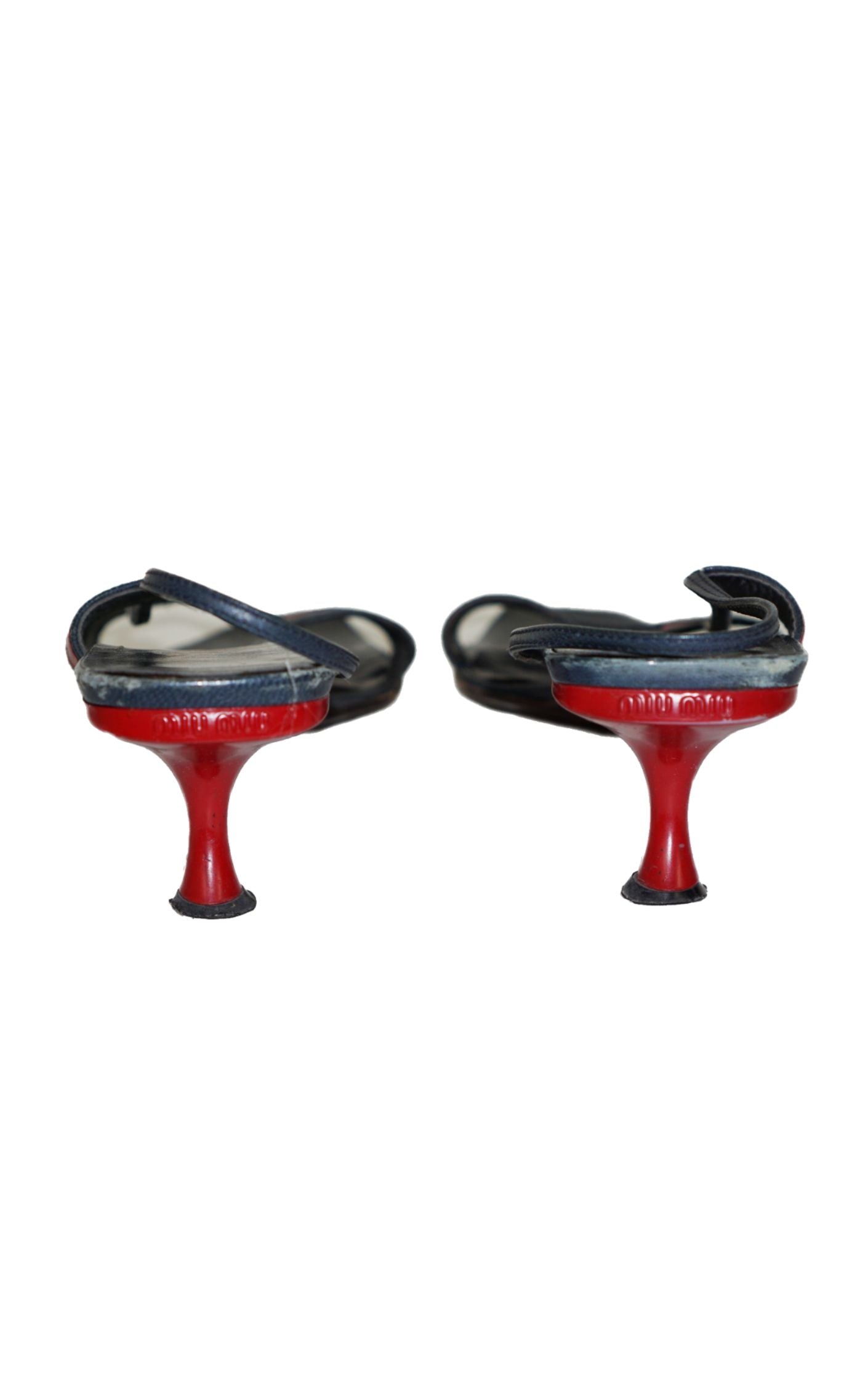 MIU MIU Y2K Kitten Heel Leather Slingback Sandals resellum