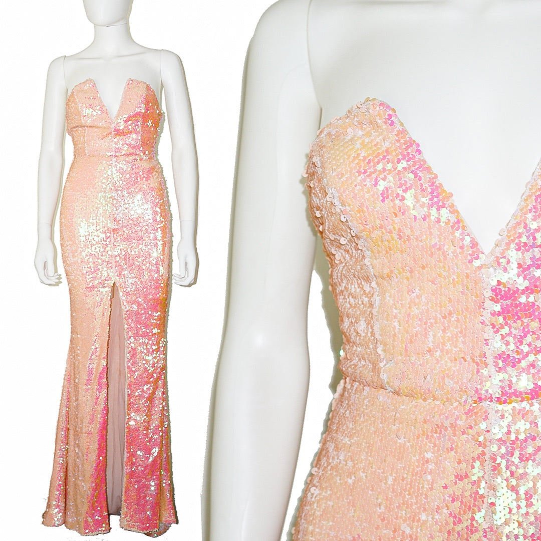 NBD Pink Sequin Maxi Sleeveless Dress