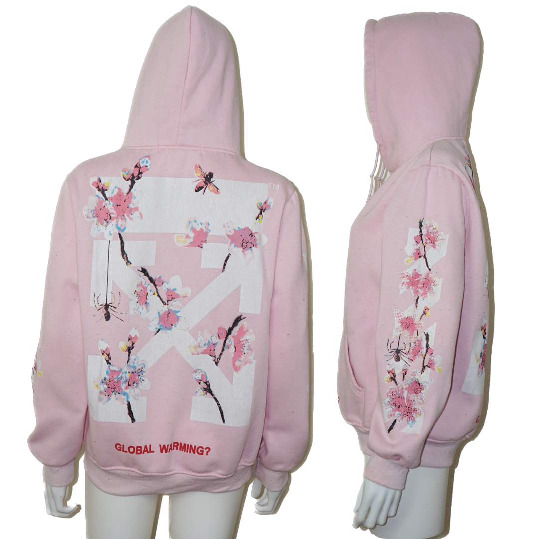 Off white sakura pink hoodie sales