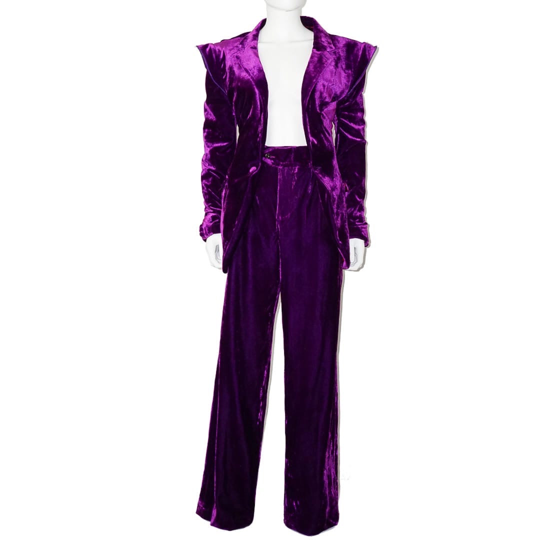 ORANGE CULTURE Purple Velvet Pant Suit