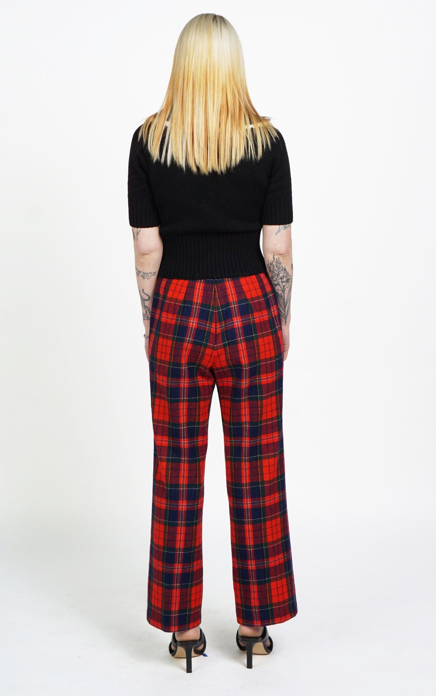 PENDLETON Vintage 70s Wool Red Plaid Tartan Straight Leg Pants resellum