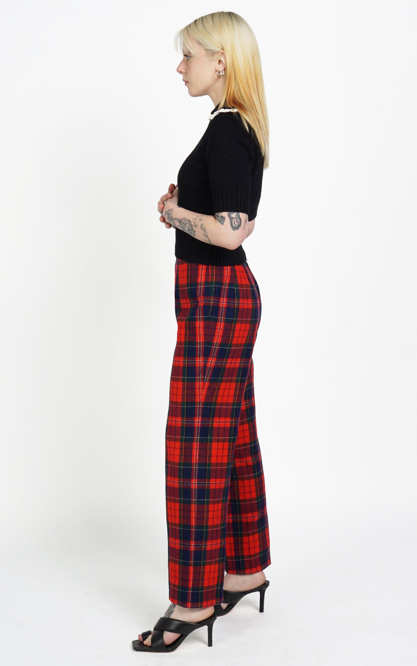 PENDLETON Vintage 70s Wool Red Plaid Tartan Straight Leg Pants resellum