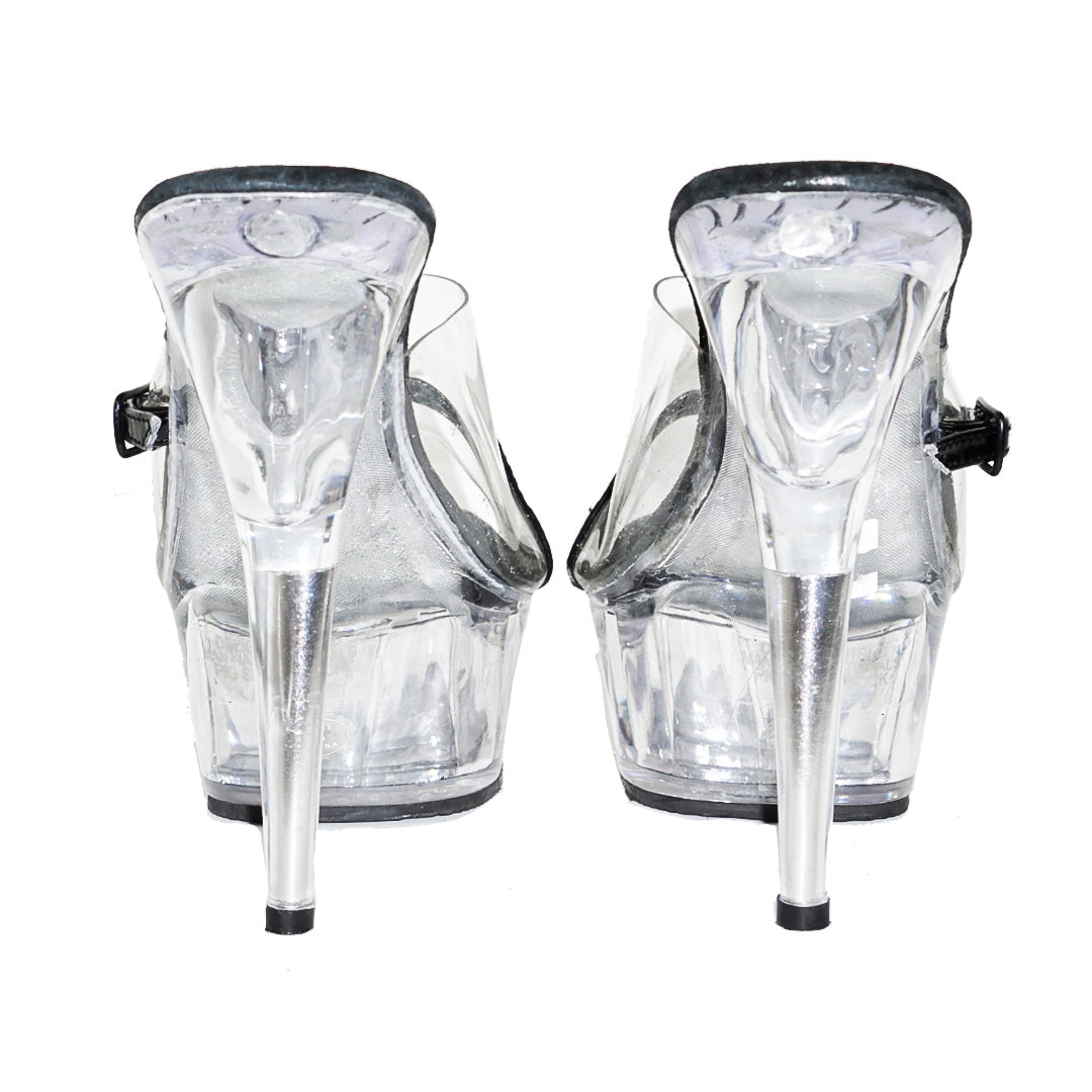 PLEASER Y2K Sexy Bitch Clear Platform Sandals by Click On Trend