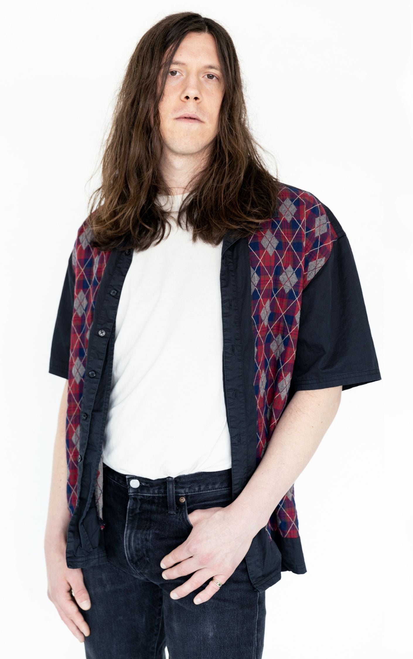 PLEASURES Embroidered Logo Button Up Shirt RESELLUM