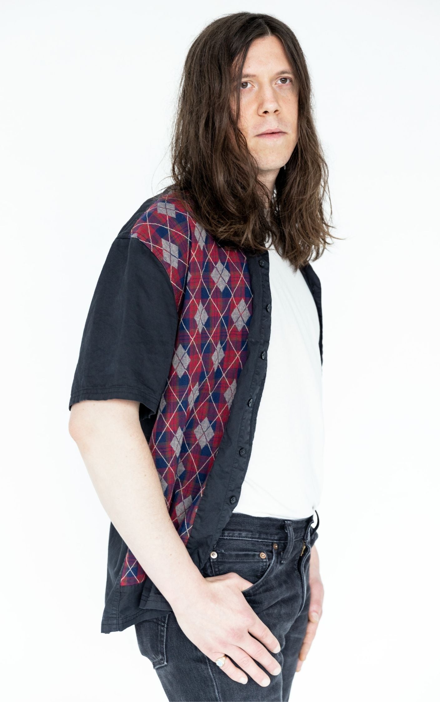 PLEASURES Embroidered Logo Button Up Shirt RESELLUM