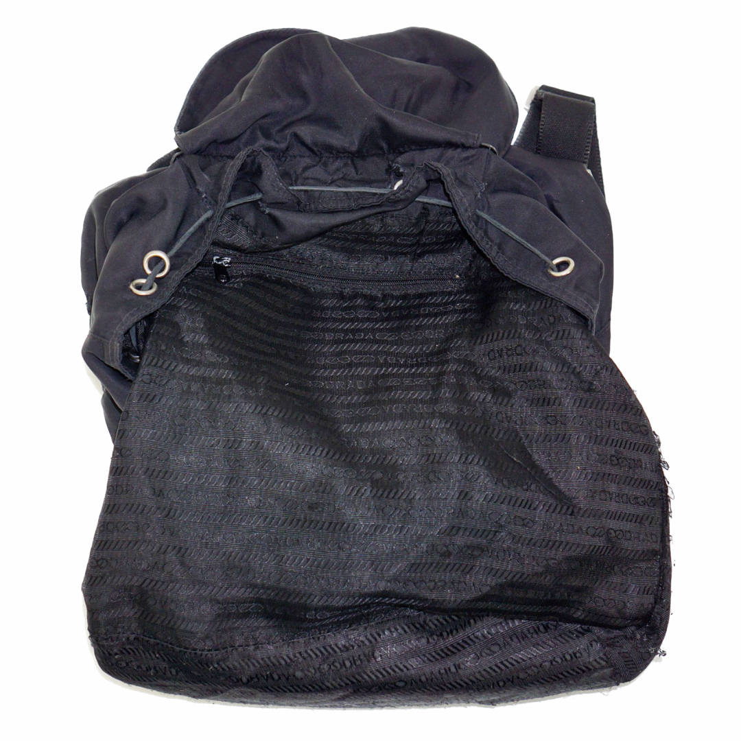 PRADA Black Nylon Logo Pockets Backpack