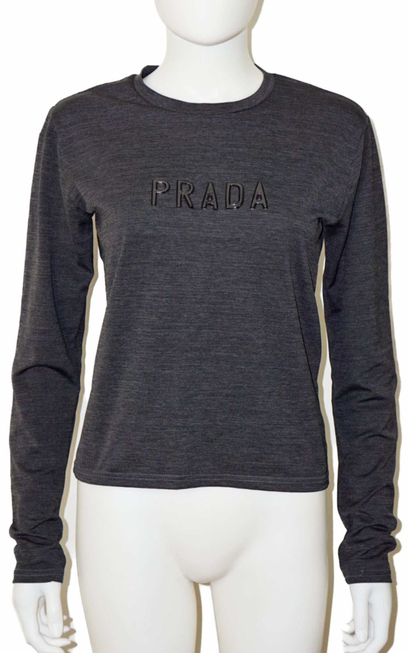 PRADA Logo Casual Gray Long Sleeve T-Shirt resellum