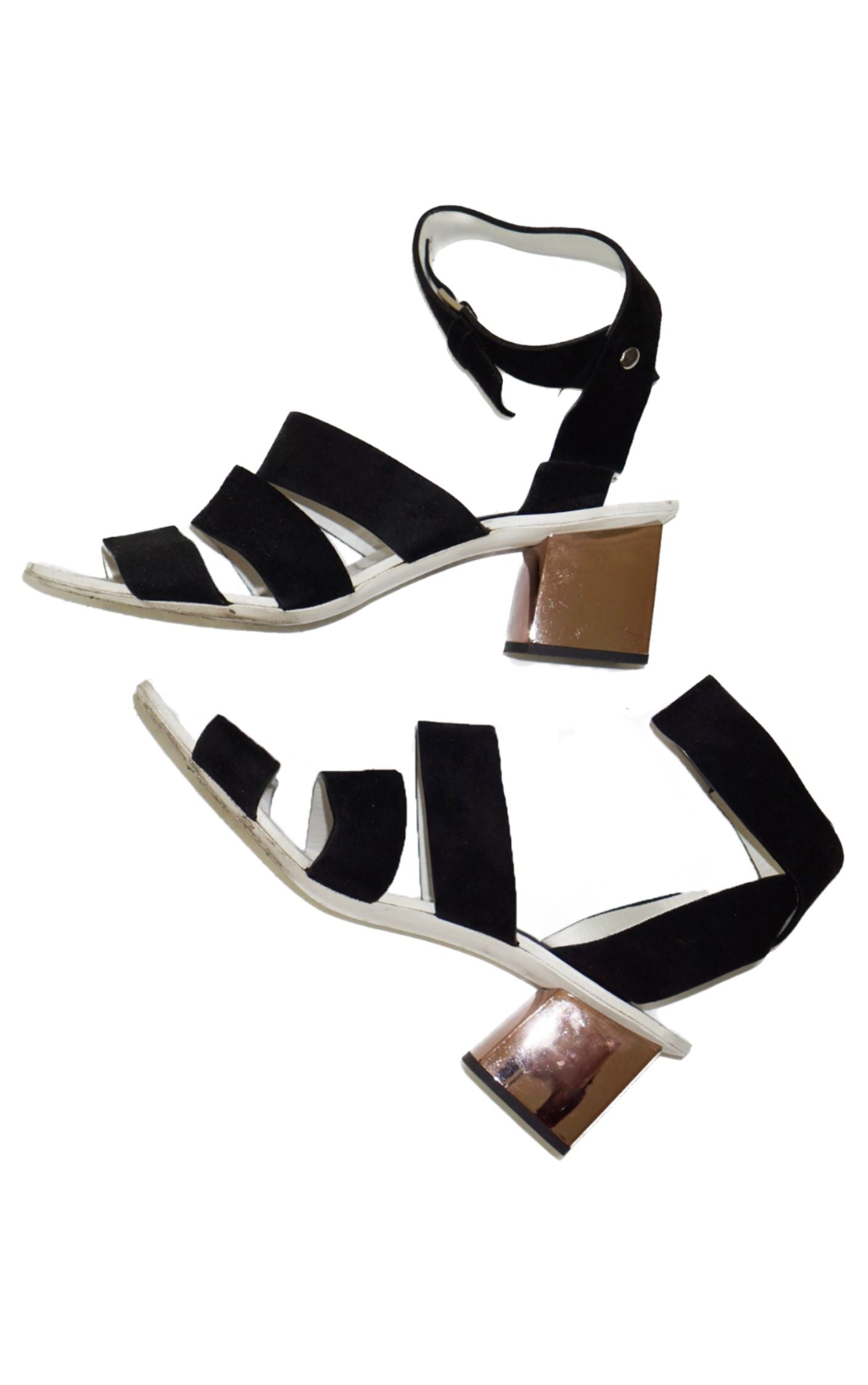 PROENZA SCHOULER Metallic Square Heel Strap Sandals resellum
