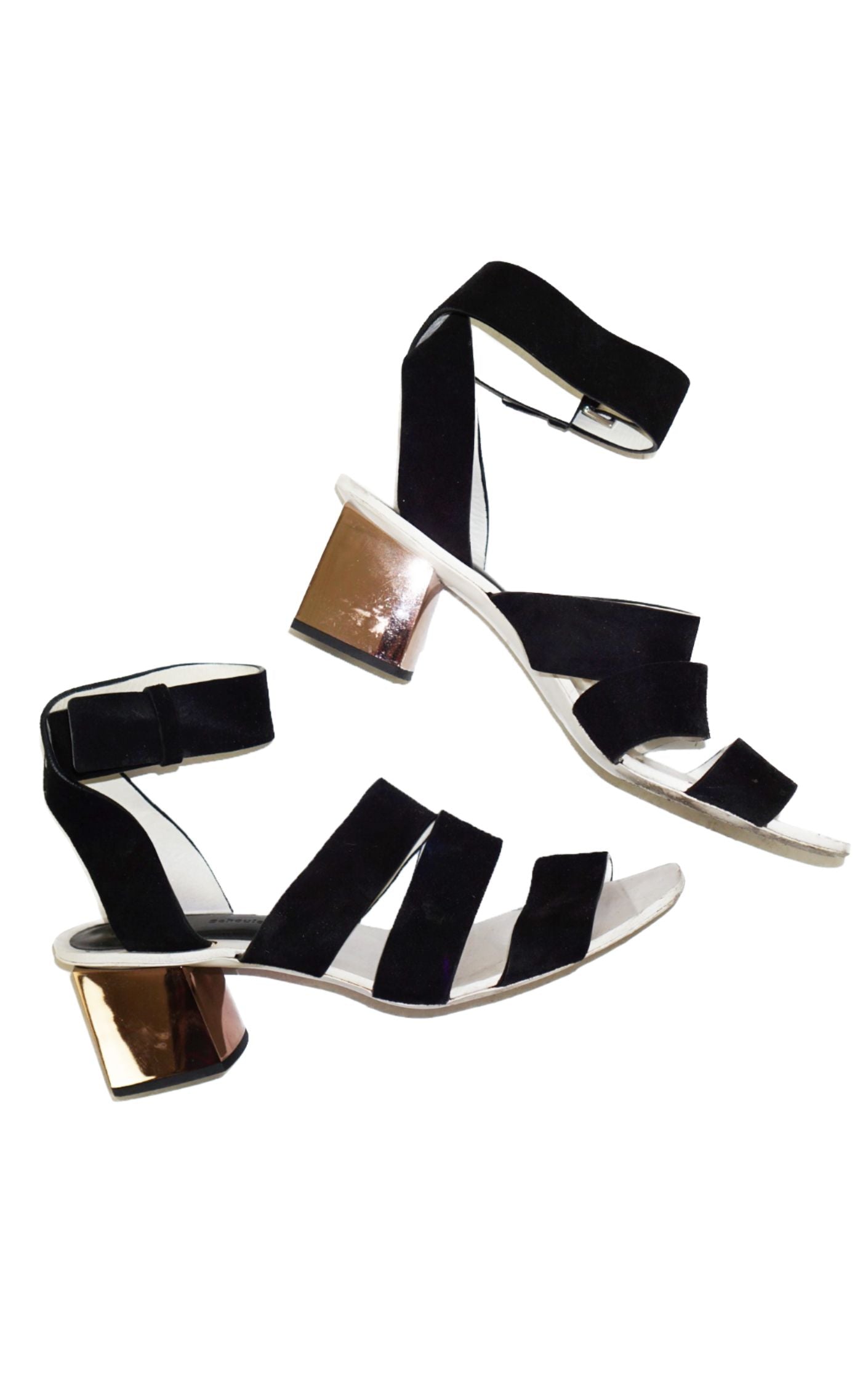 PROENZA SCHOULER Metallic Square Heel Strap Sandals resellum
