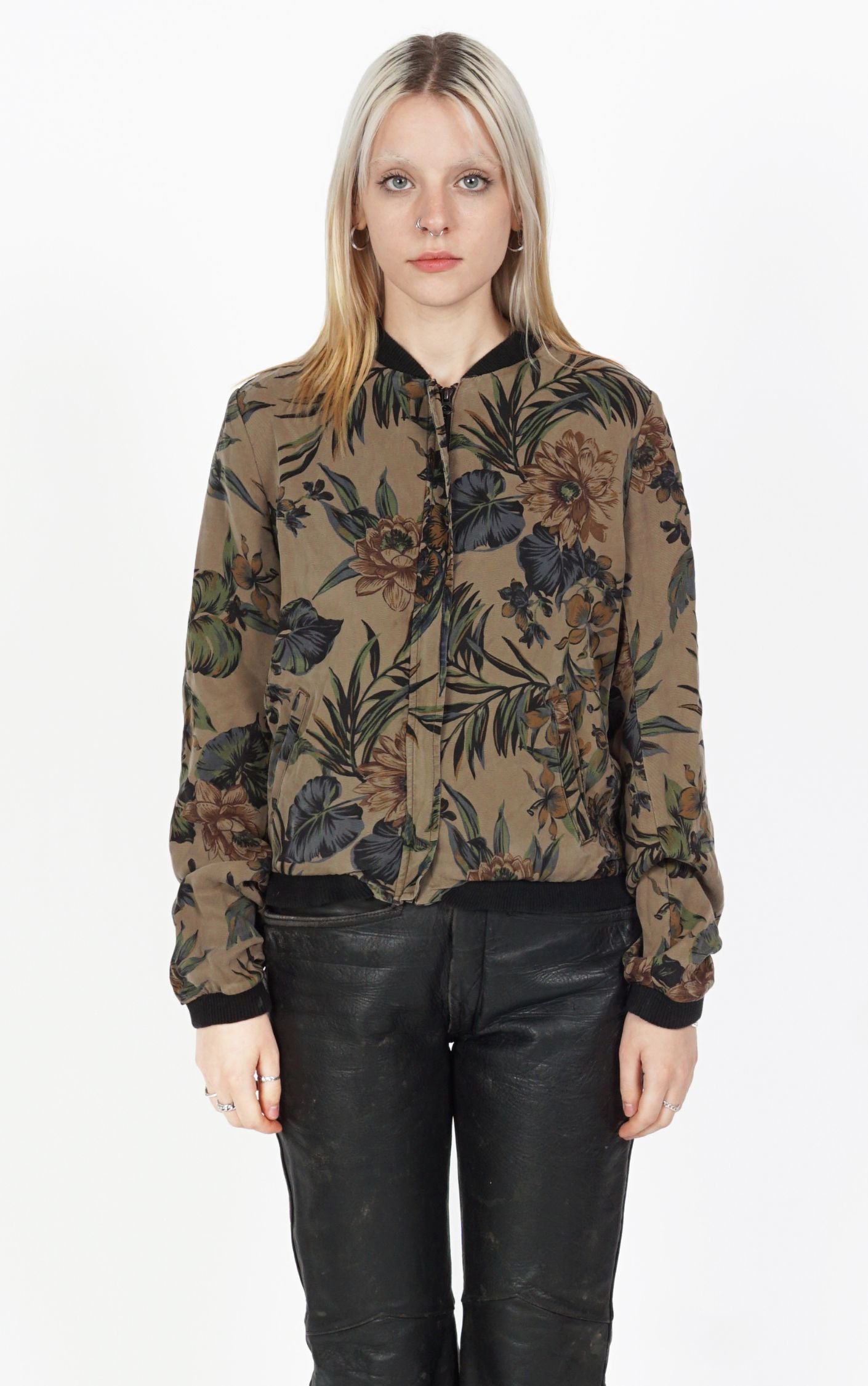 RALPH LAUREN Floral Khaki Zip Up Bomber Jacket resellum