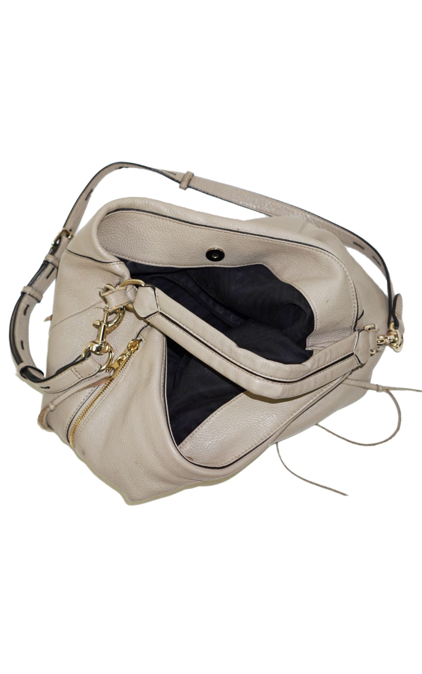 REBECCA MINKOFF Moto Gray Leather Hobo Shoulder Bag resellum