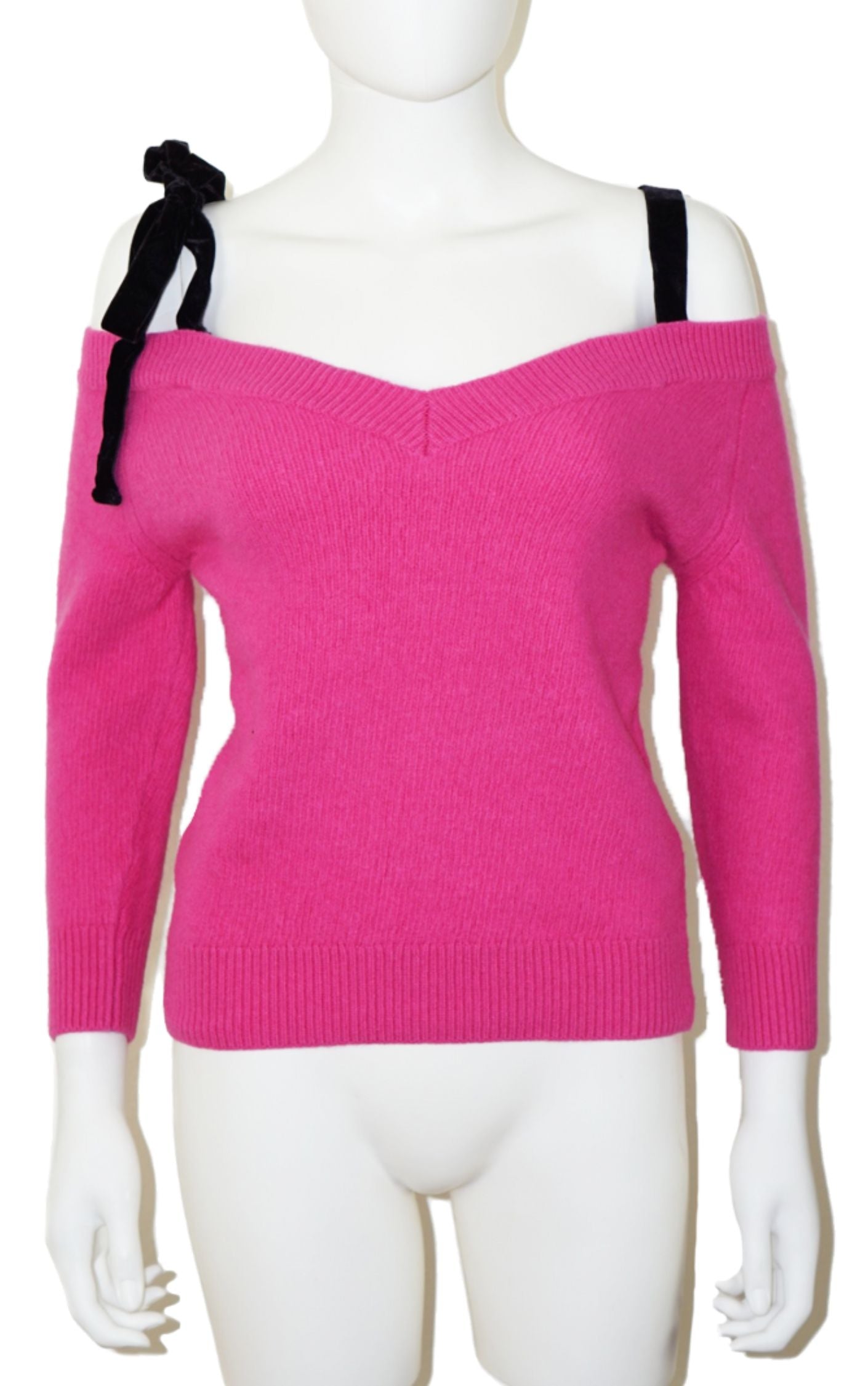 RED VALENTINO Pink Ribbons Straps Angora Sweater resellum