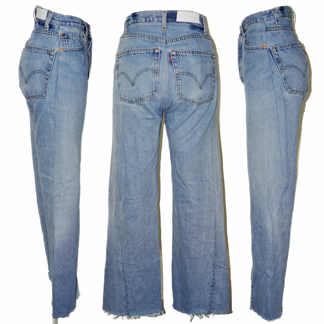 REDONE Blue Denim Boot Cut High Rise Jeans