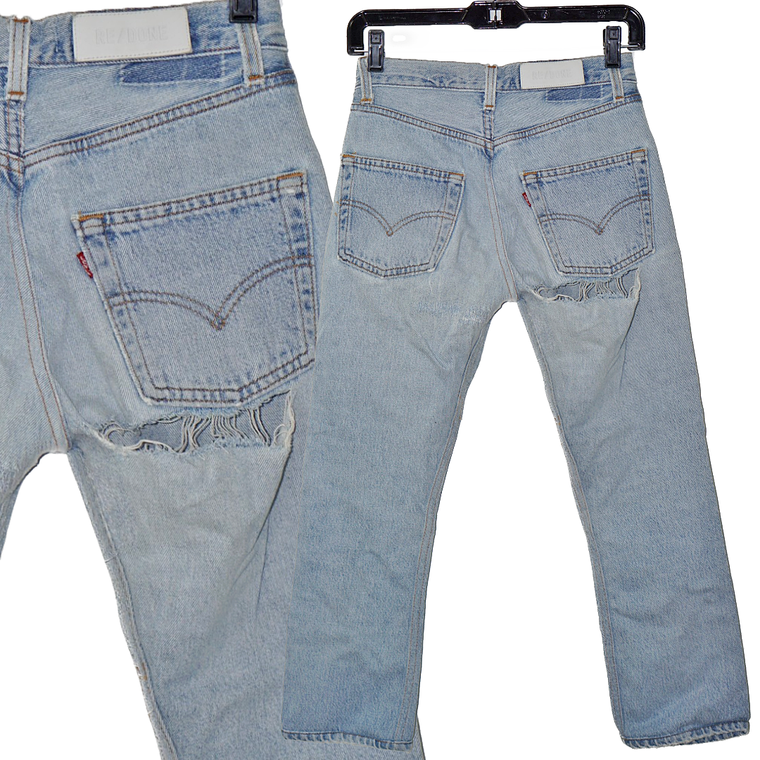 RE/DONE 90s Blue Denim Distressed Jeans