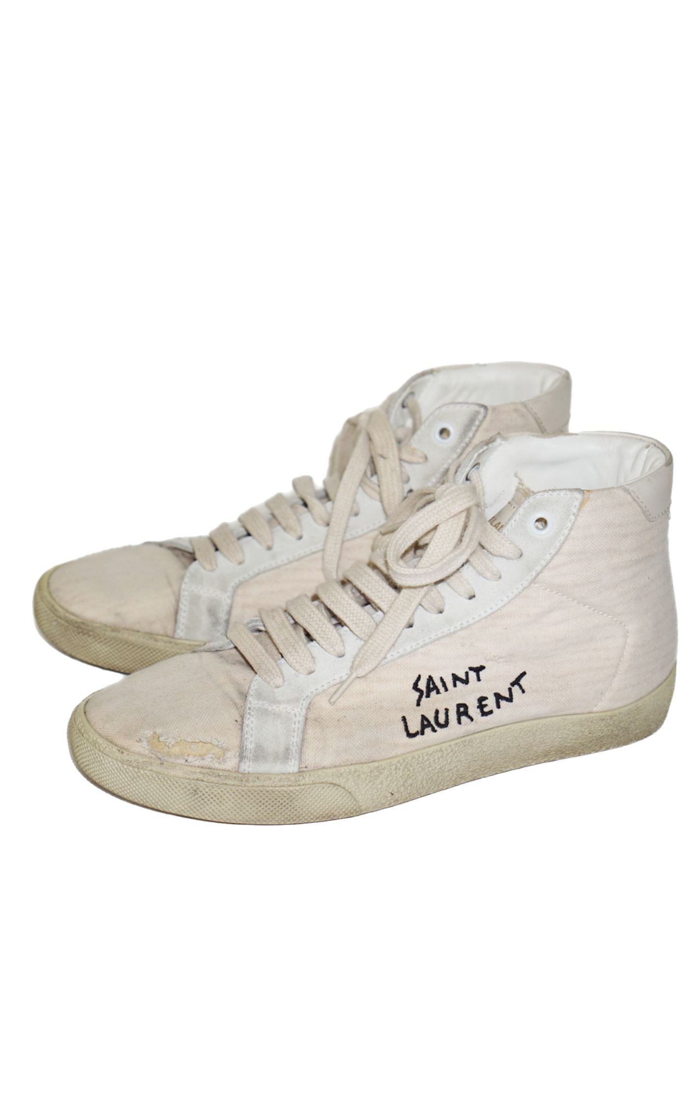 SAINT LAURENT Logo White High Top Sneakers resellum